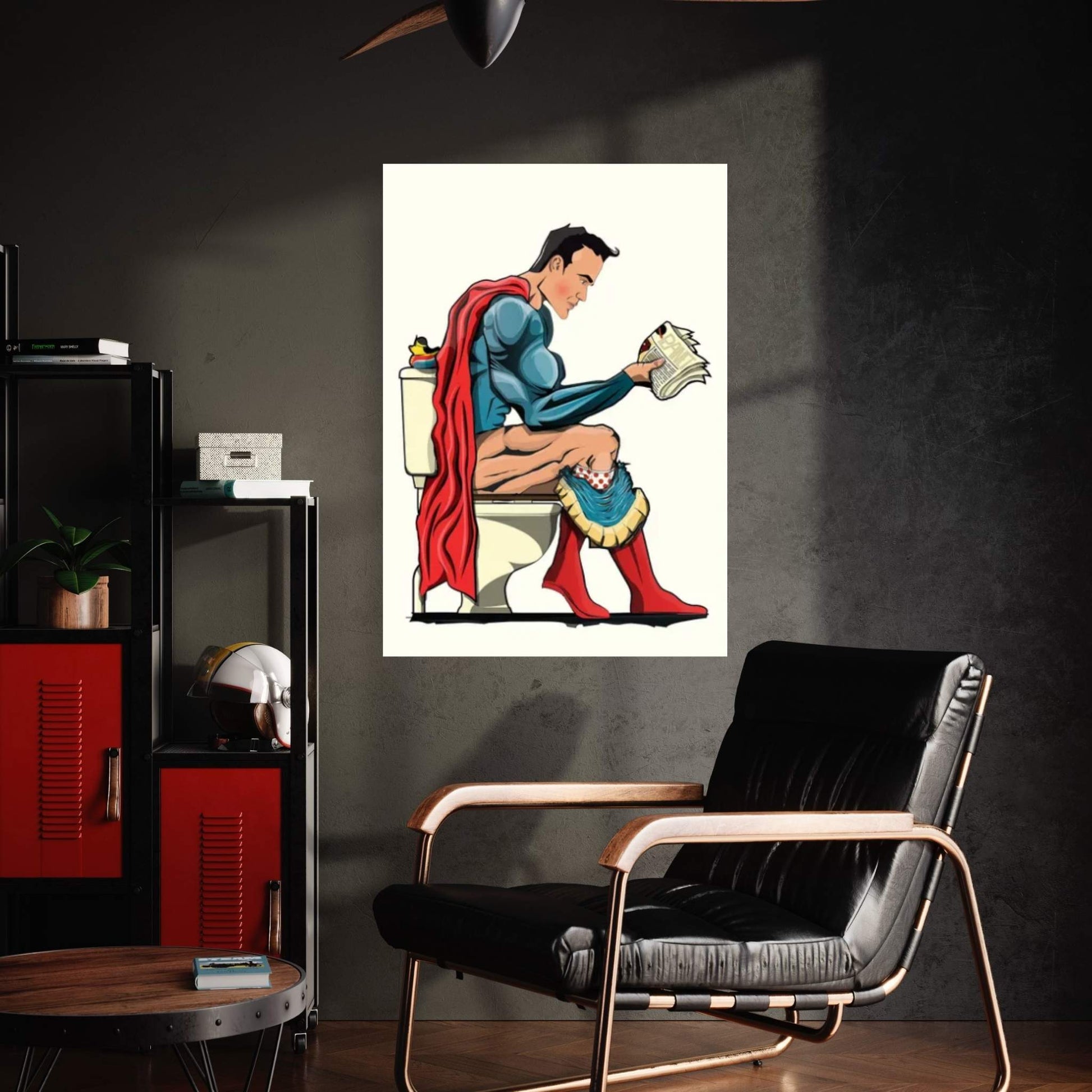 Superman On The Toilet Canvas Wall Art - Y Canvas