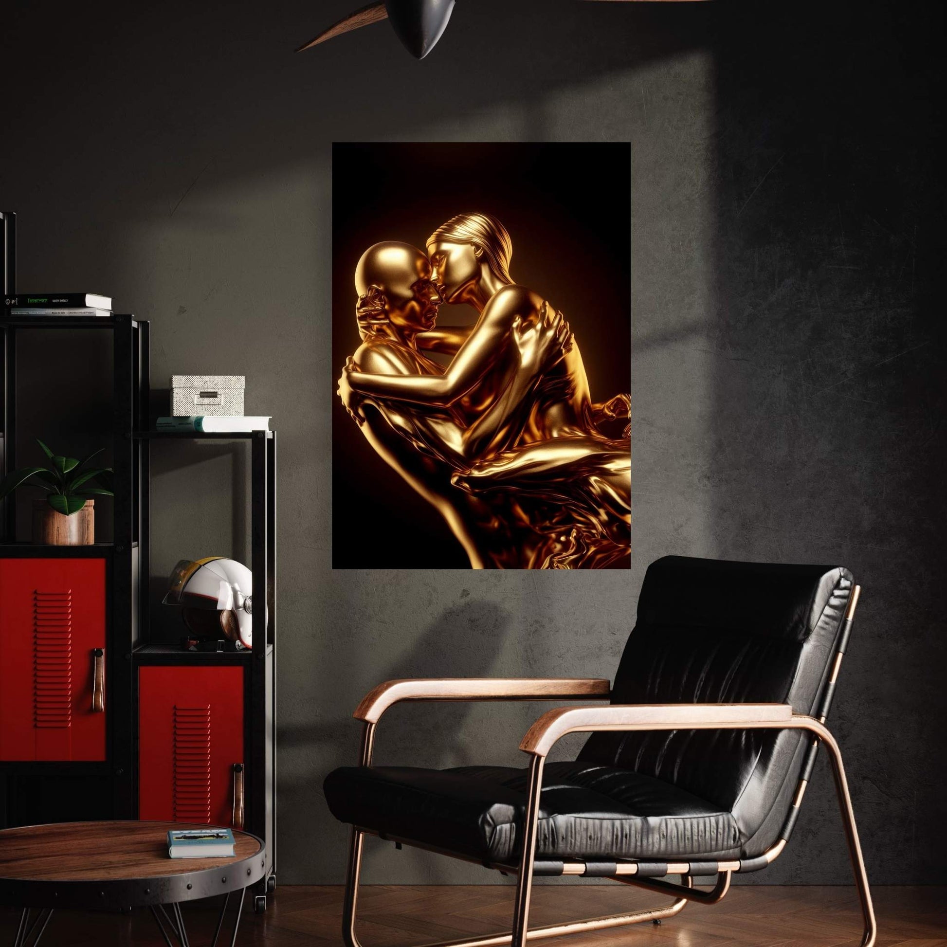 Metalic Gold Love Couple Canvas Wall Art - Y Canvas