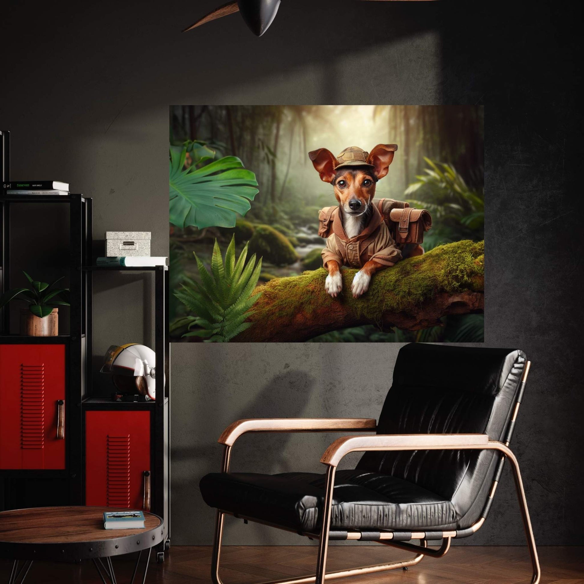 Adventurous Little Dog, Dog in the Forest Canvas Wall Art - Y Canvas