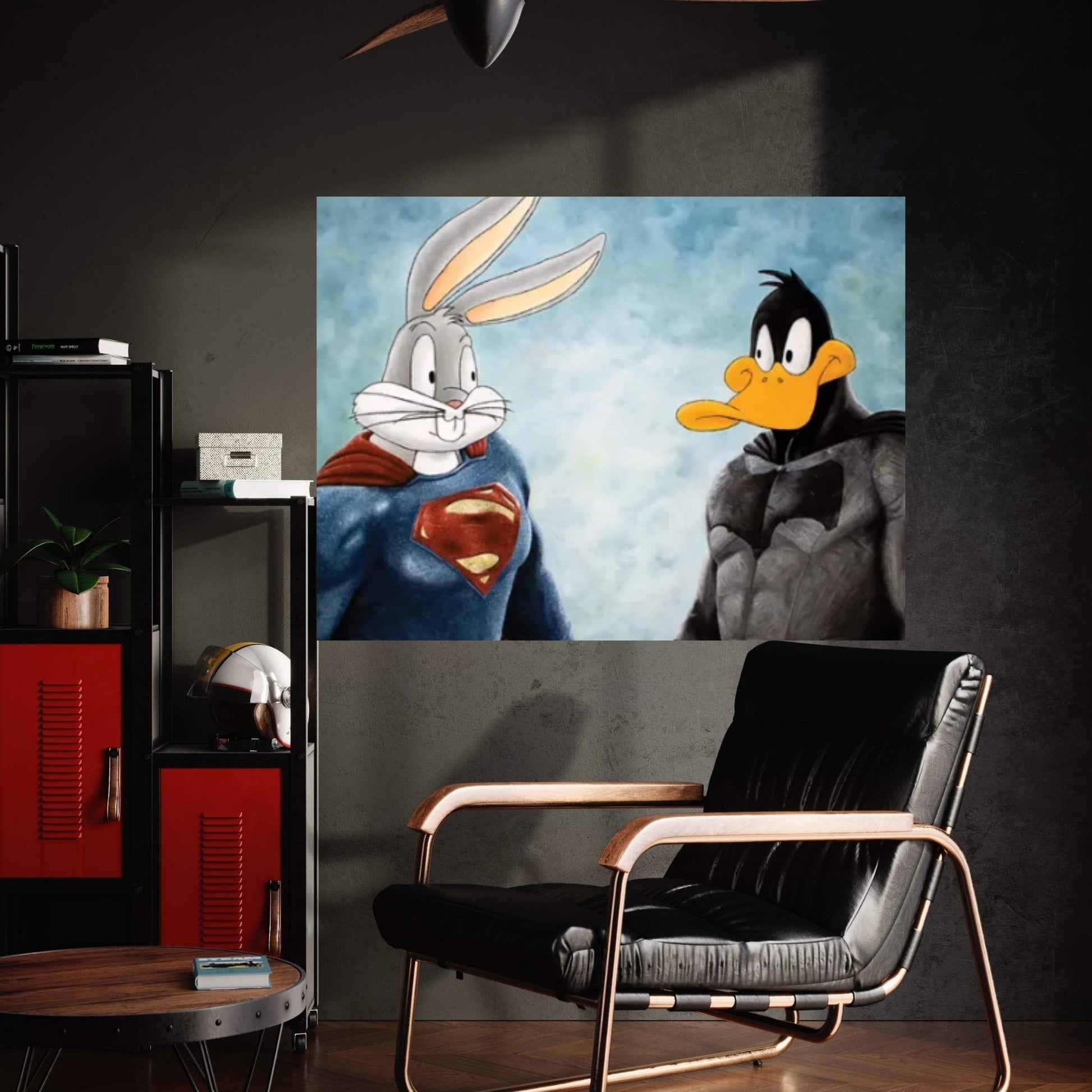 Batduck V Superbunny Canvas Wall Art - Y Canvas