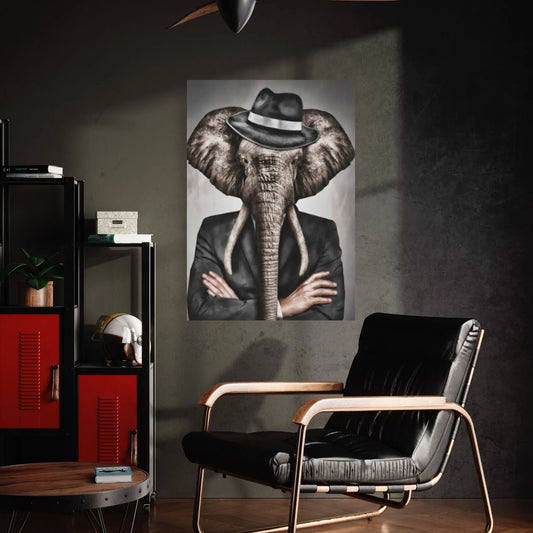 Abstract Animal Elephant Wall Art Poster Creative Animal Modeling Wall Art Canvas - Y Canvas