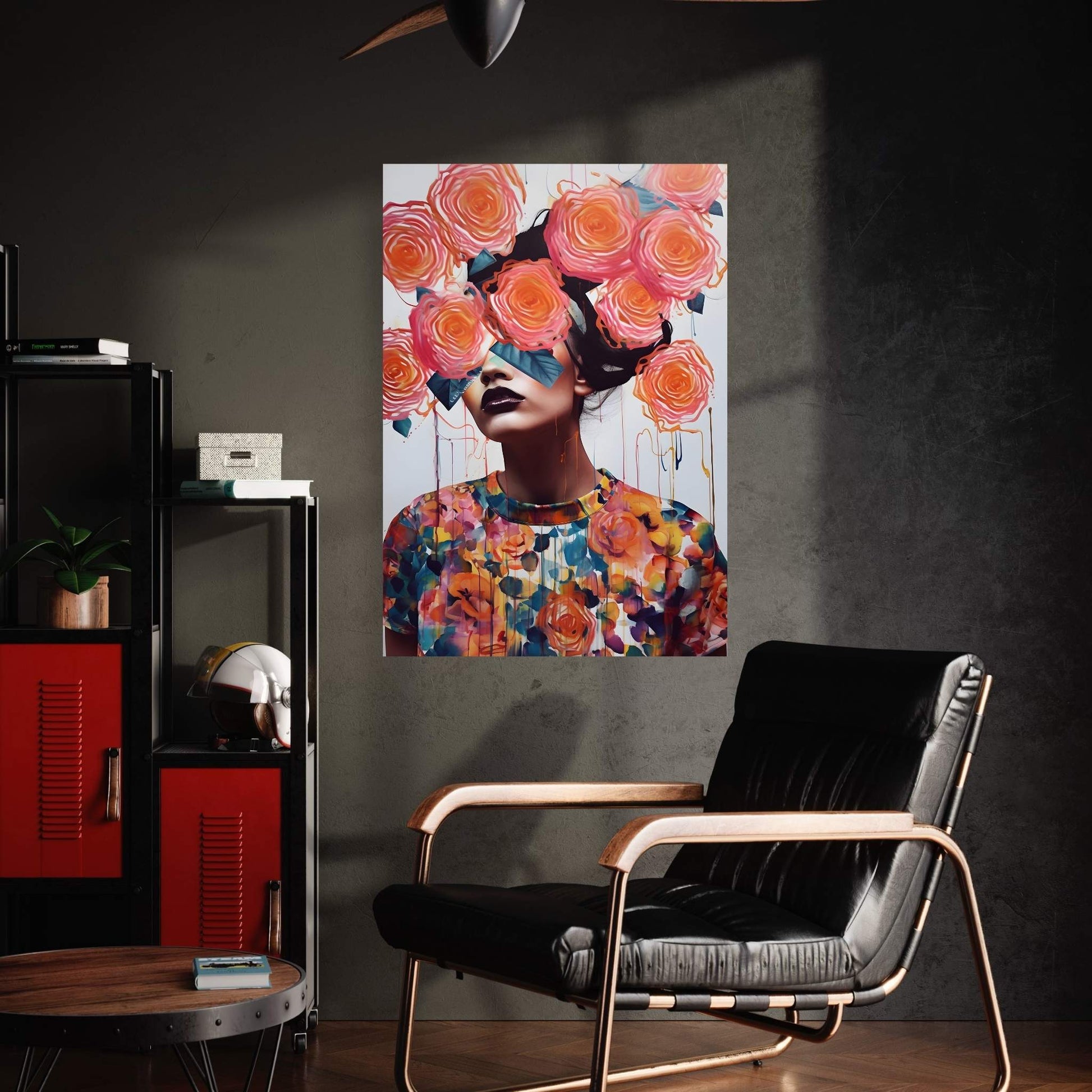 Woman Portrait Flower Head Canvas Wall Art - Y Canvas