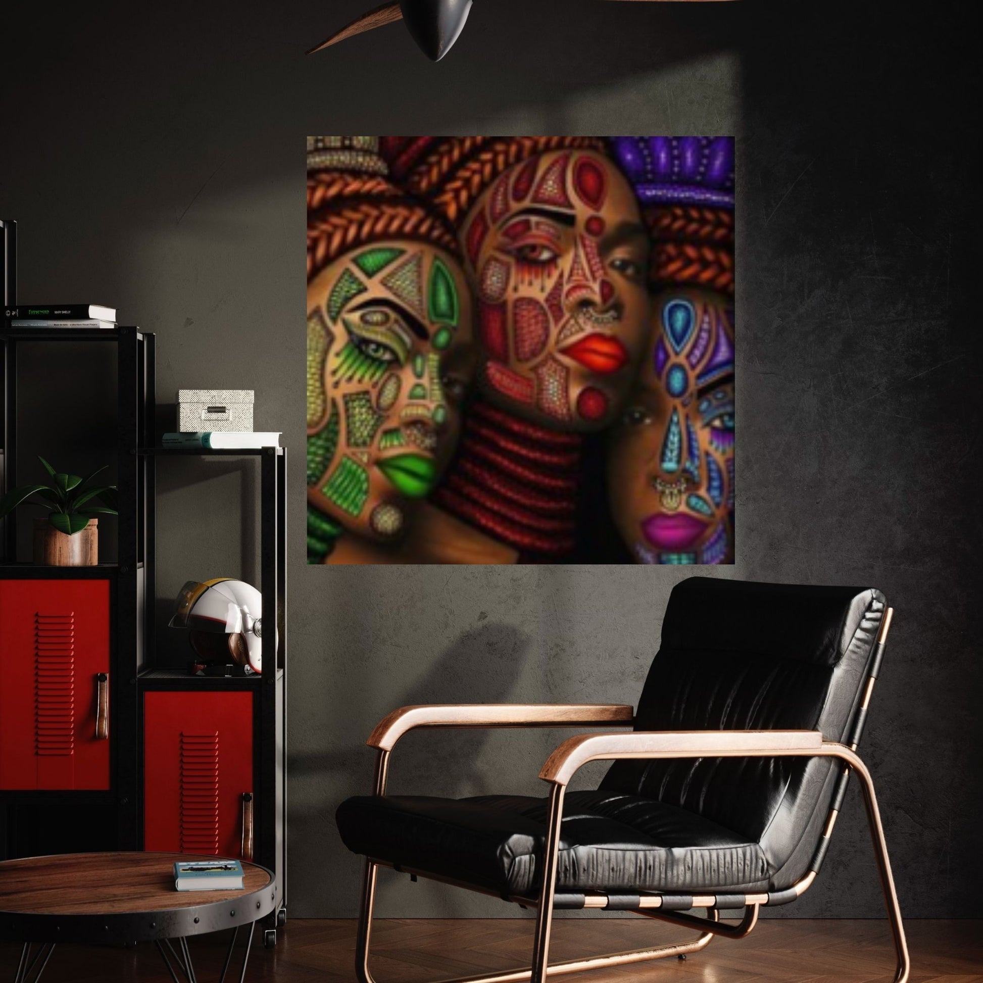 African Art Wall Decor, African Woman Makeup Wall Art, Abstract Canvas Art - Y Canvas