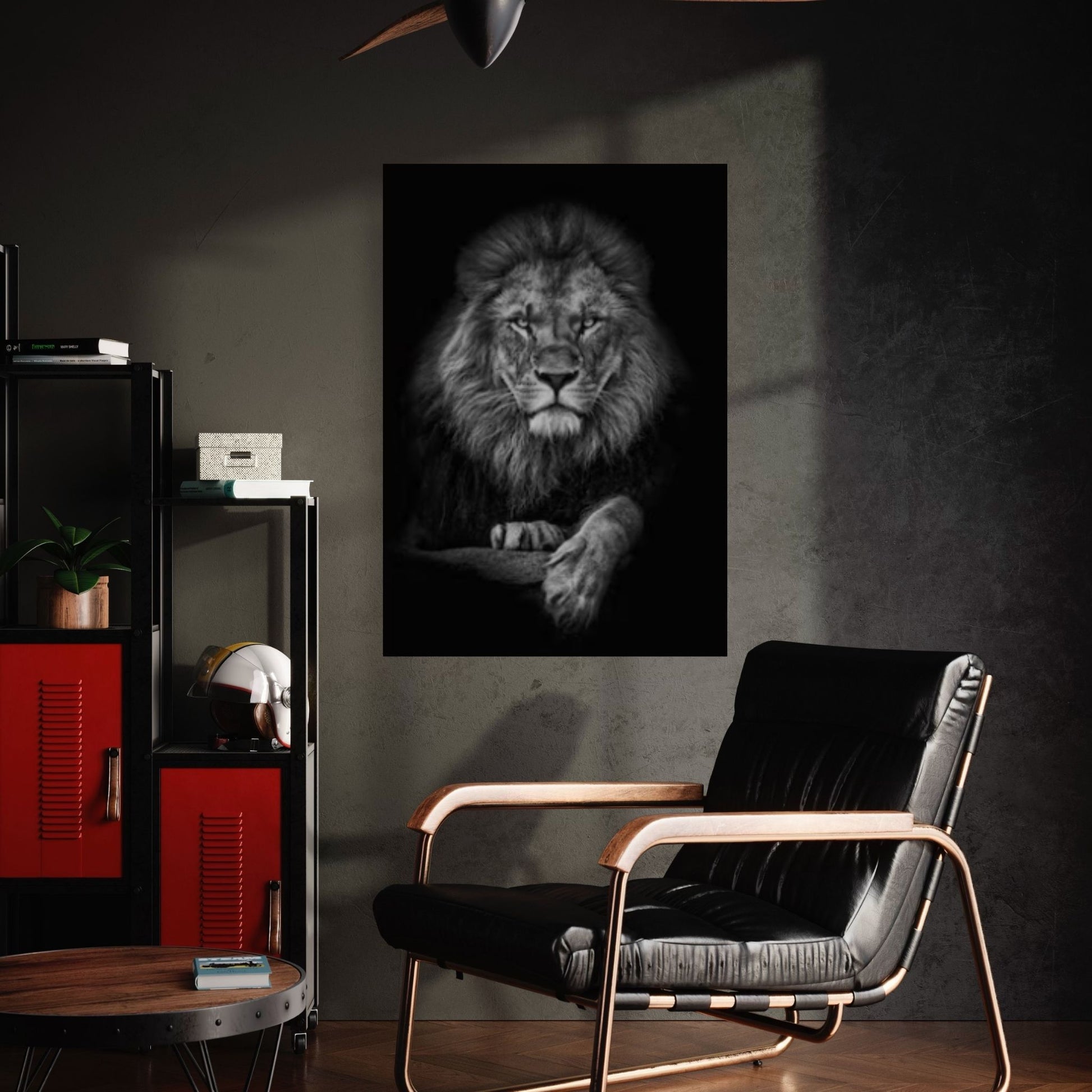 African Lion Canvas Wall Art, black and white lion Canvas Print - Y Canvas