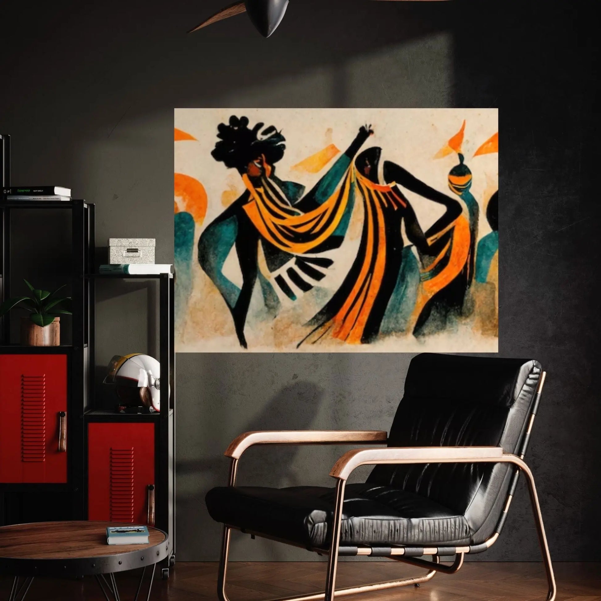 Modern African Canvas Wall Art - Colorful and Abstract Dancing People - Y Canvas