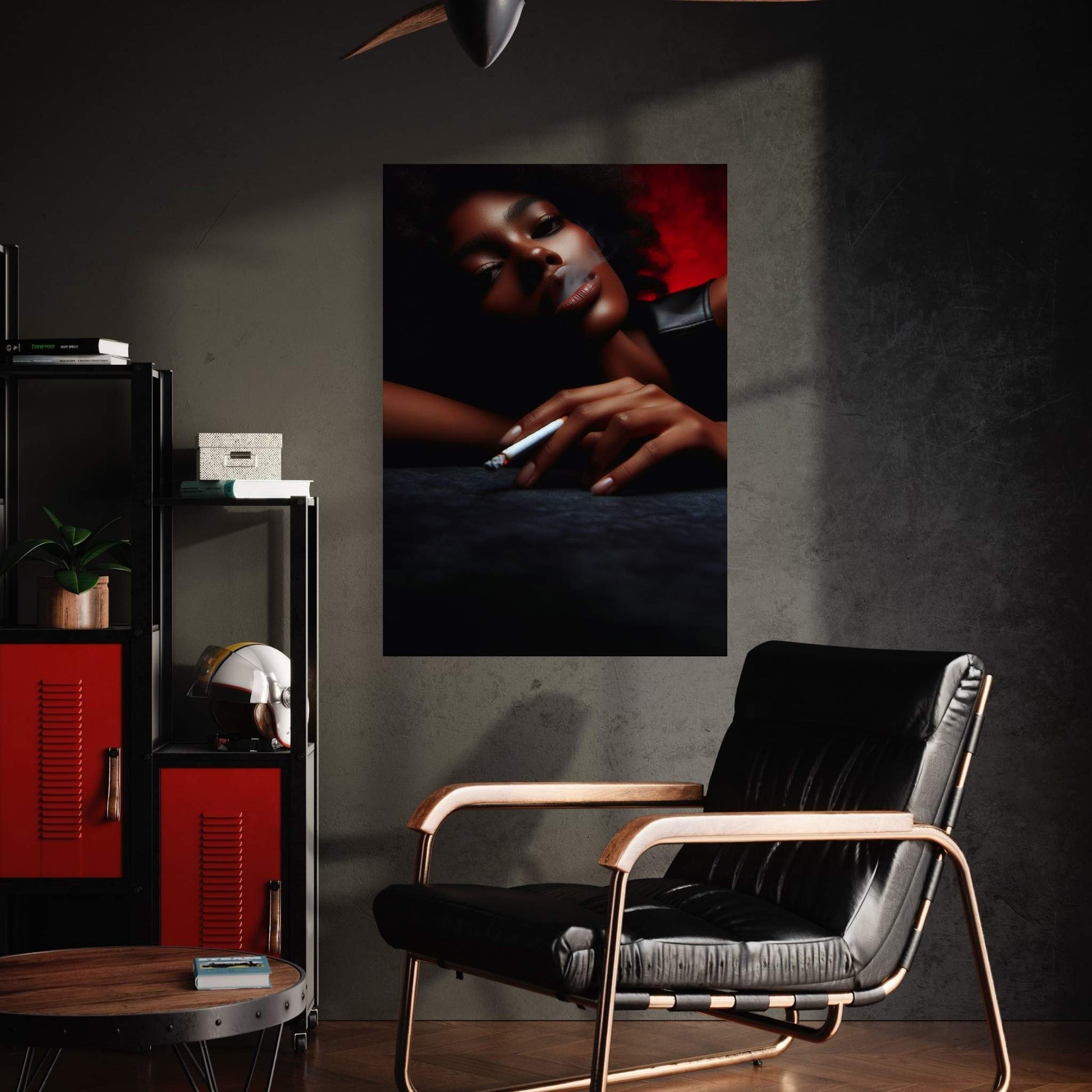 African Black Woman Smoking Canvas Wall Art - Y Canvas