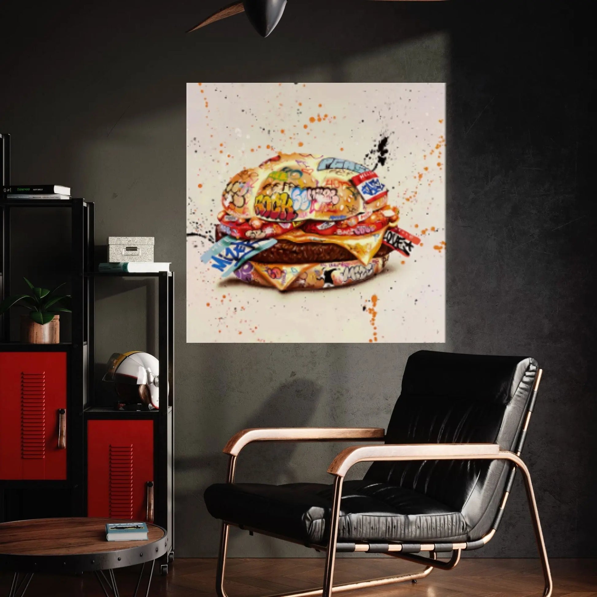 Banksy Canvas Wall Decor Canvas Wall Art, Banksy Burger Canvas Decor, Hamburger Graffiti Canvas Art - Y Canvas