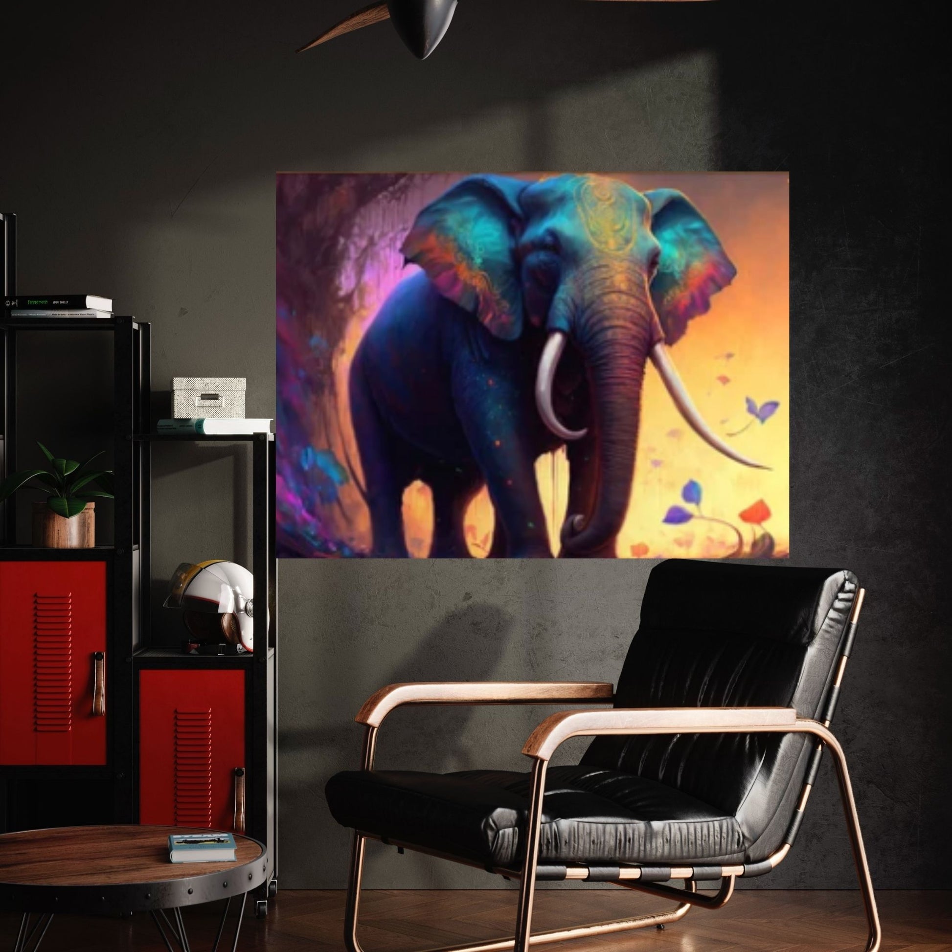 Abstract Animal Elephant Canvas Wall Art, Geometric Pop Art Portrait Illustration - Y Canvas