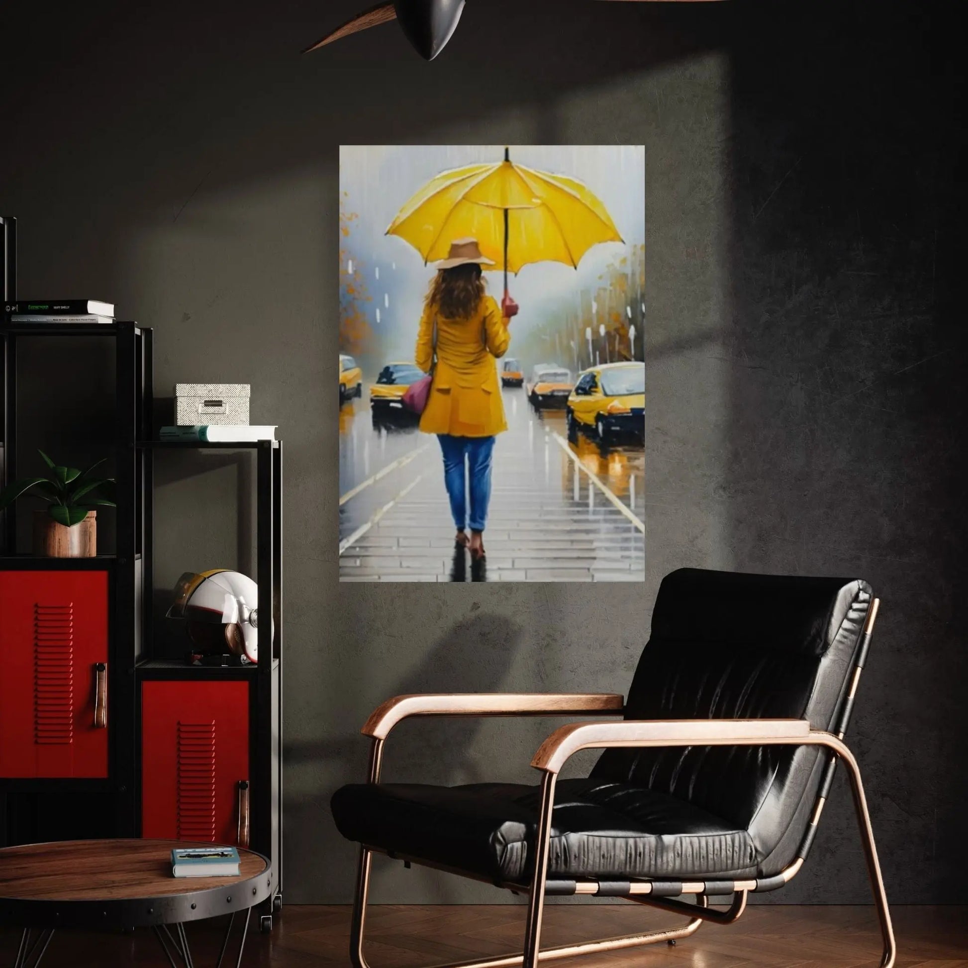 Yellow Color People Umbrella Canvas WAll Art Home Decor Poster Print - Y Canvas