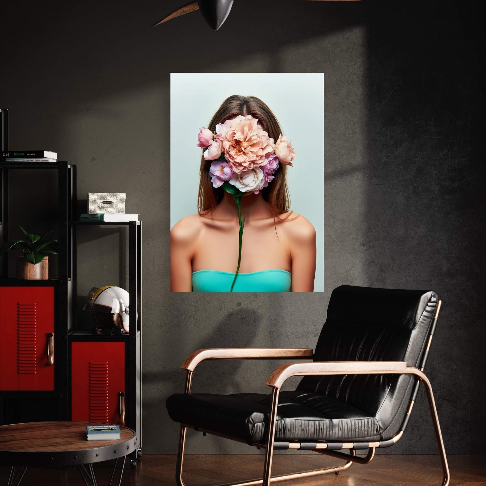 Woman Portrait Flower Head Canvas Wall Art - Y Canvas