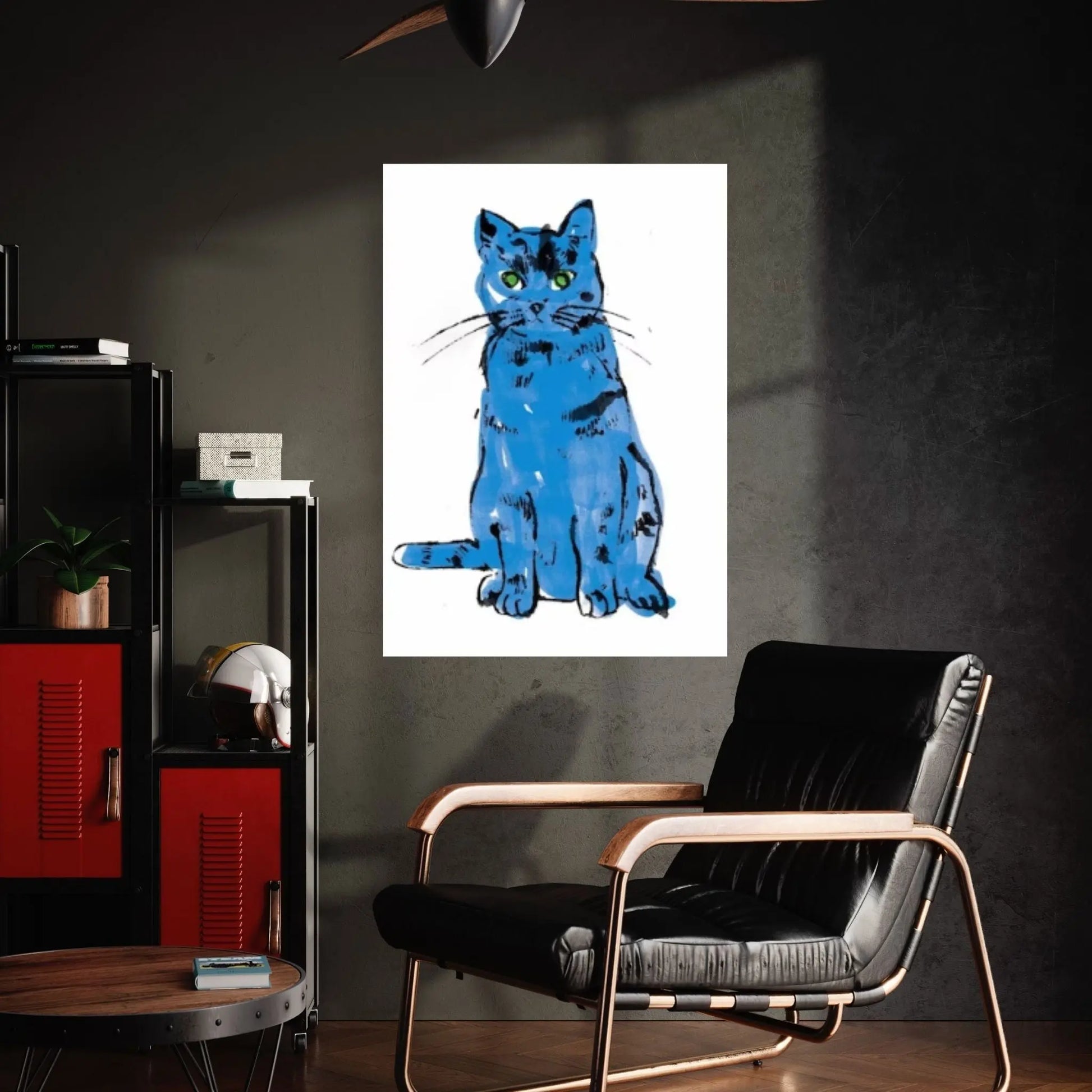 Andy Warhol Blue Cat Pop Art Canvas Wall Art Poster, Line Art wall Decor, Cat Sam poster - Y Canvas