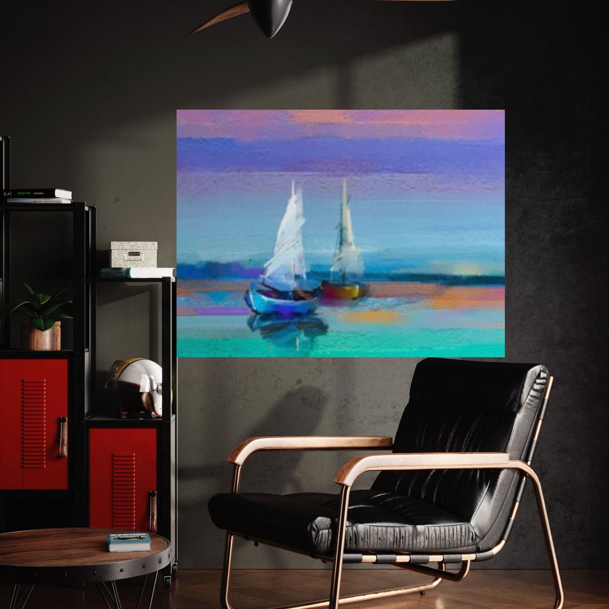 Colorful oil painting on canvas texture. Impressionism image of seascape paintings with sunlight background - Y Canvas