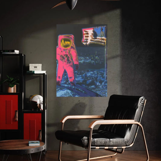 Andy Warhol Moonwalk pop art poster, Andy Warhol Moonwalk Print Warhol Astronaut Wall Art Canvas Paint - Y Canvas