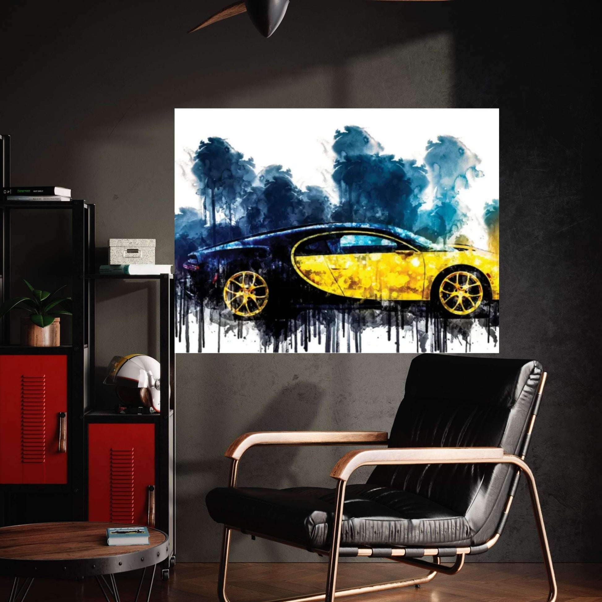 2018 Bugatti Chiron Yellow And Black Vehicle CDXLVI Canvas Wall Art - Y Canvas