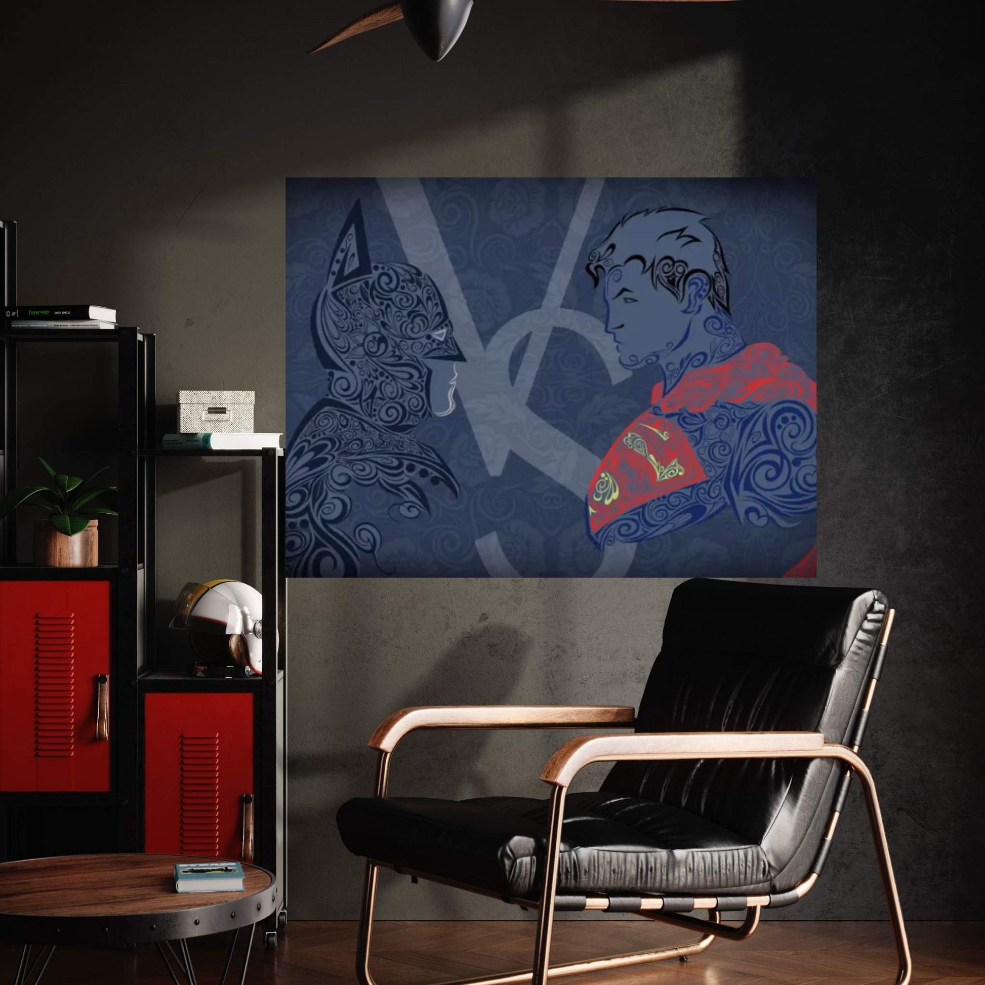 The Showdown, Dark Night Vs Man of Blue Steel Canvas Wall Art - Y Canvas