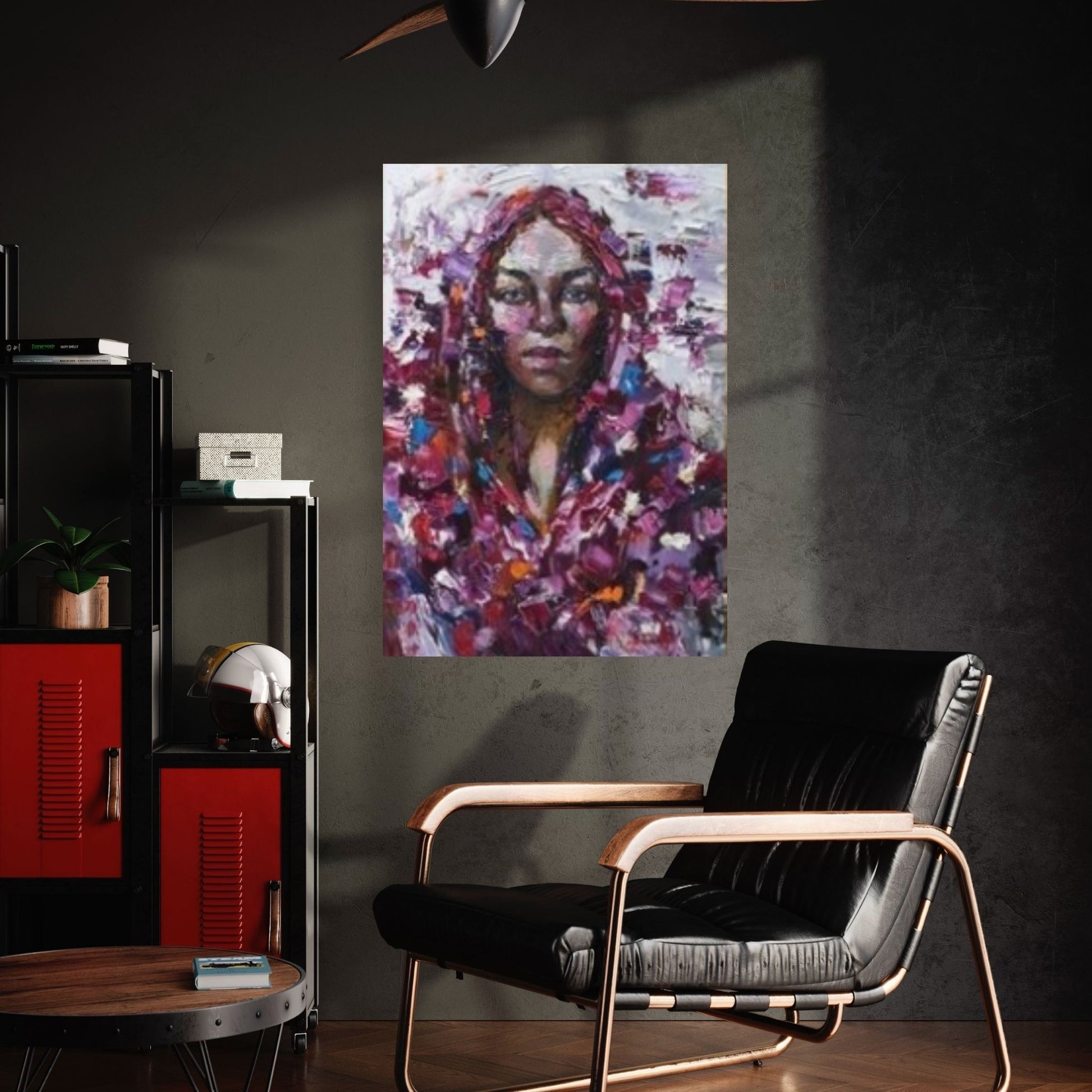 Black Woman Portrait, Oil Effect, Afro Art, African Woman Makeup Wall Art - Y Canvas