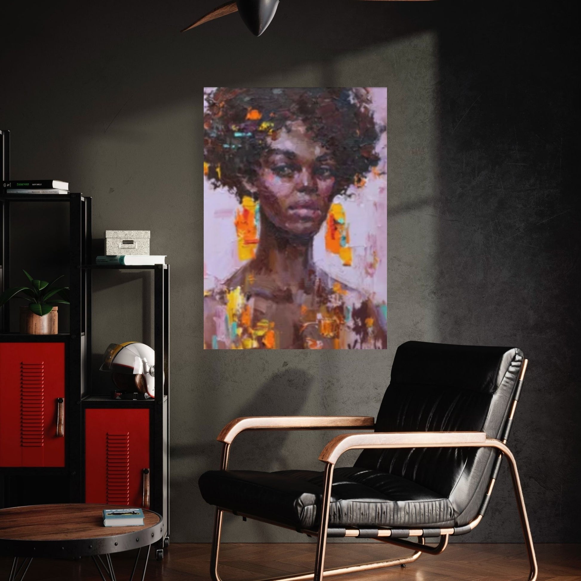 Black Woman Portrait, Afro Art, African Woman Makeup Wall Art - Y Canvas