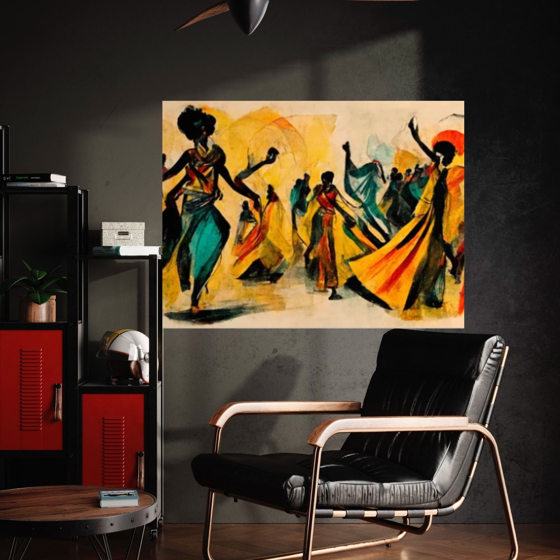 Modern African Canvas Wall Art - Colorful and Abstract Dancing People - Y Canvas