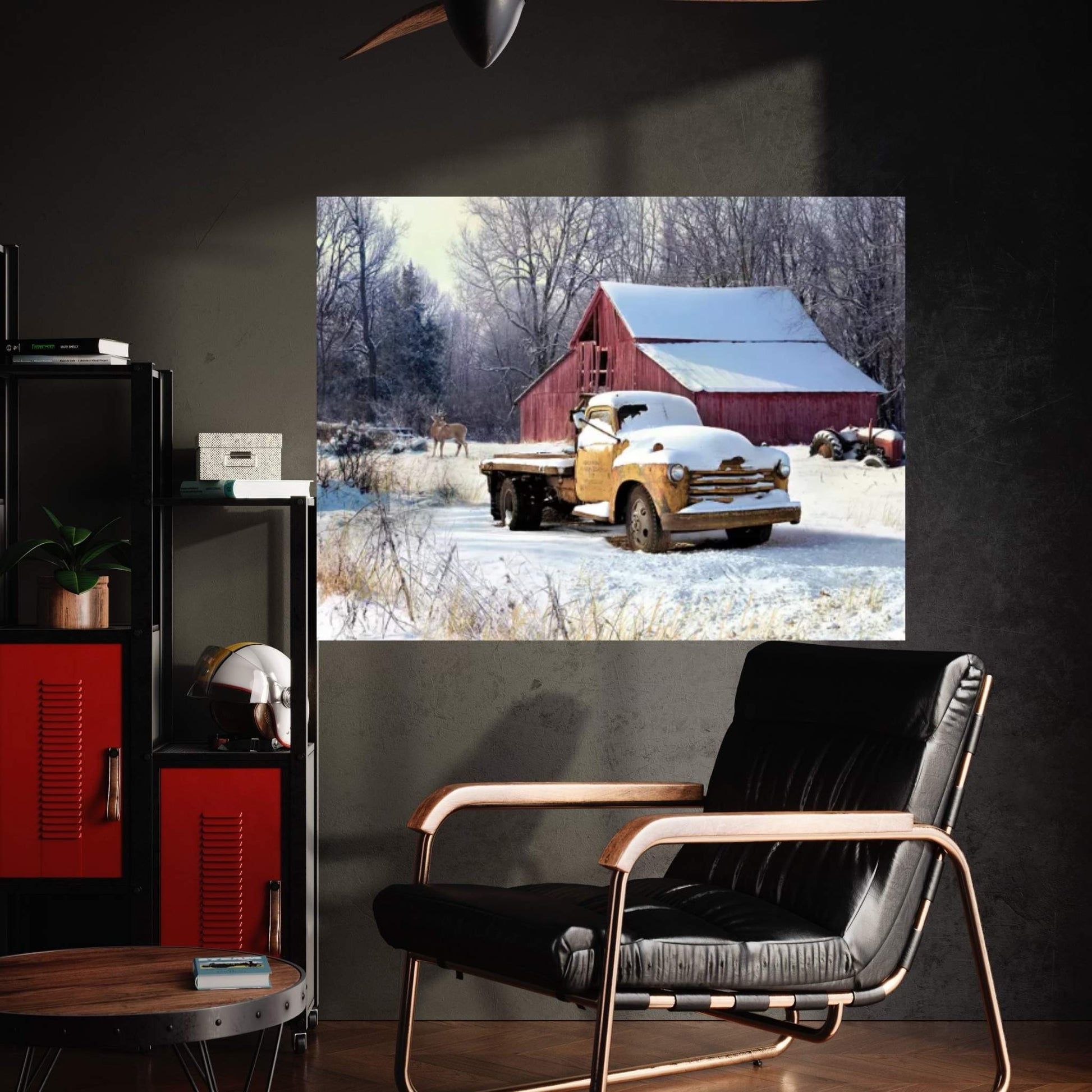 Winter Truck Canvas Wall Art - Y Canvas