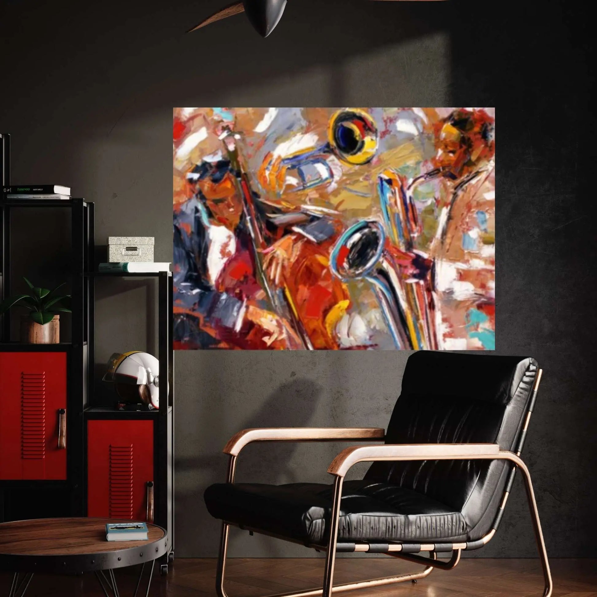 African Musicians Painting, Cello And Saxophone, Jazz Wall Art, African Jazz Canvas - Y Canvas