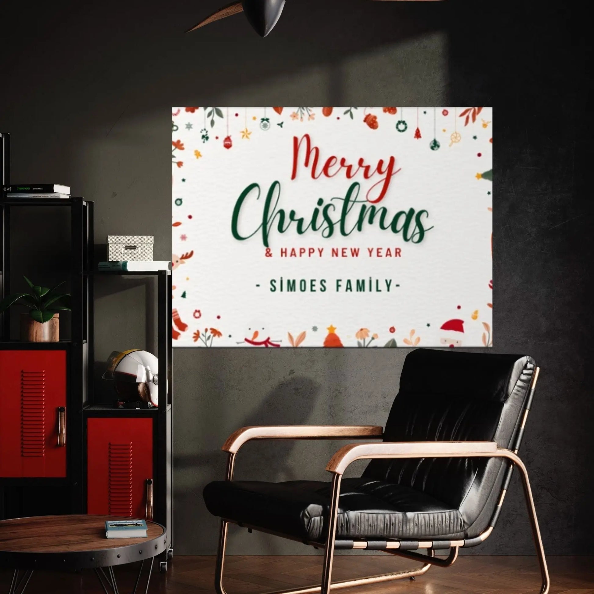 Christmas Decor Sign Personalized Custom Family Welcome Home Holiday Wall Art Canvas Print Decorations Name Sign Modern Farmhouse Wall Decor - Y Canvas