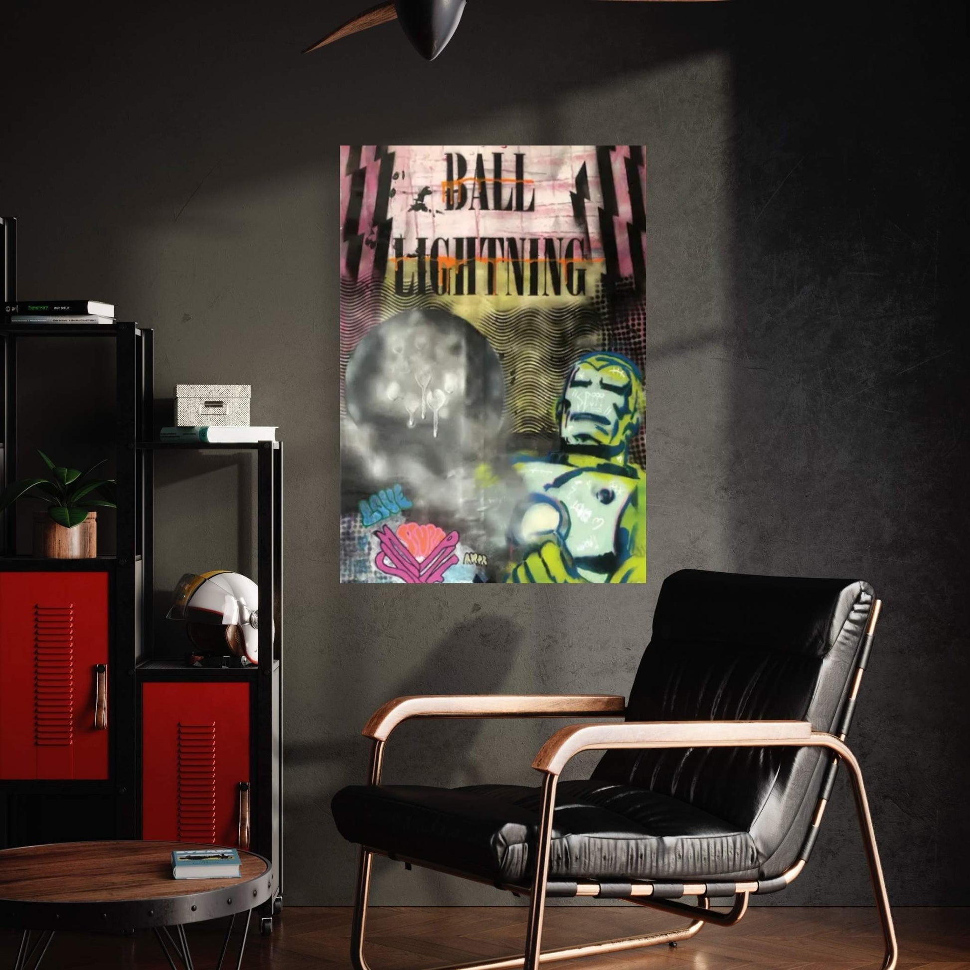 Comics Ball Lightning Ironman Graffiti Throwup Canvas Wall Art - Y Canvas