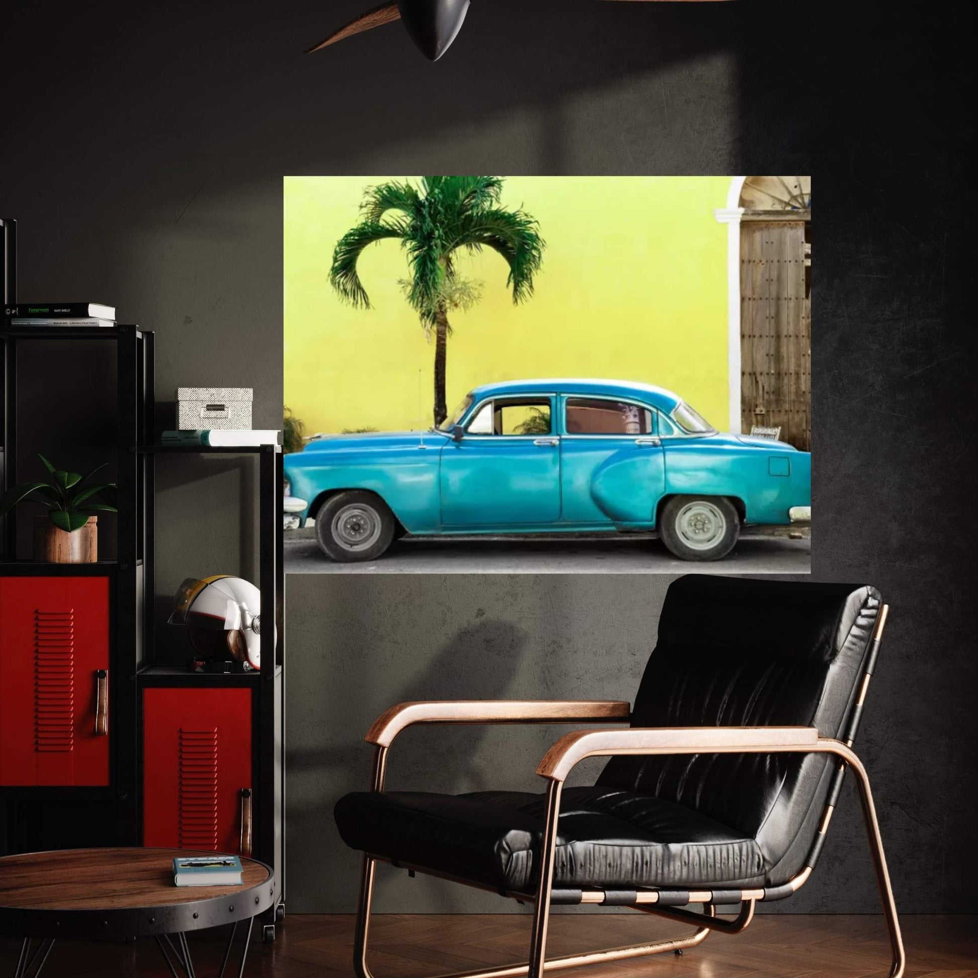 Beautiful Retro Blue Car Canvas Wall Art - Y Canvas