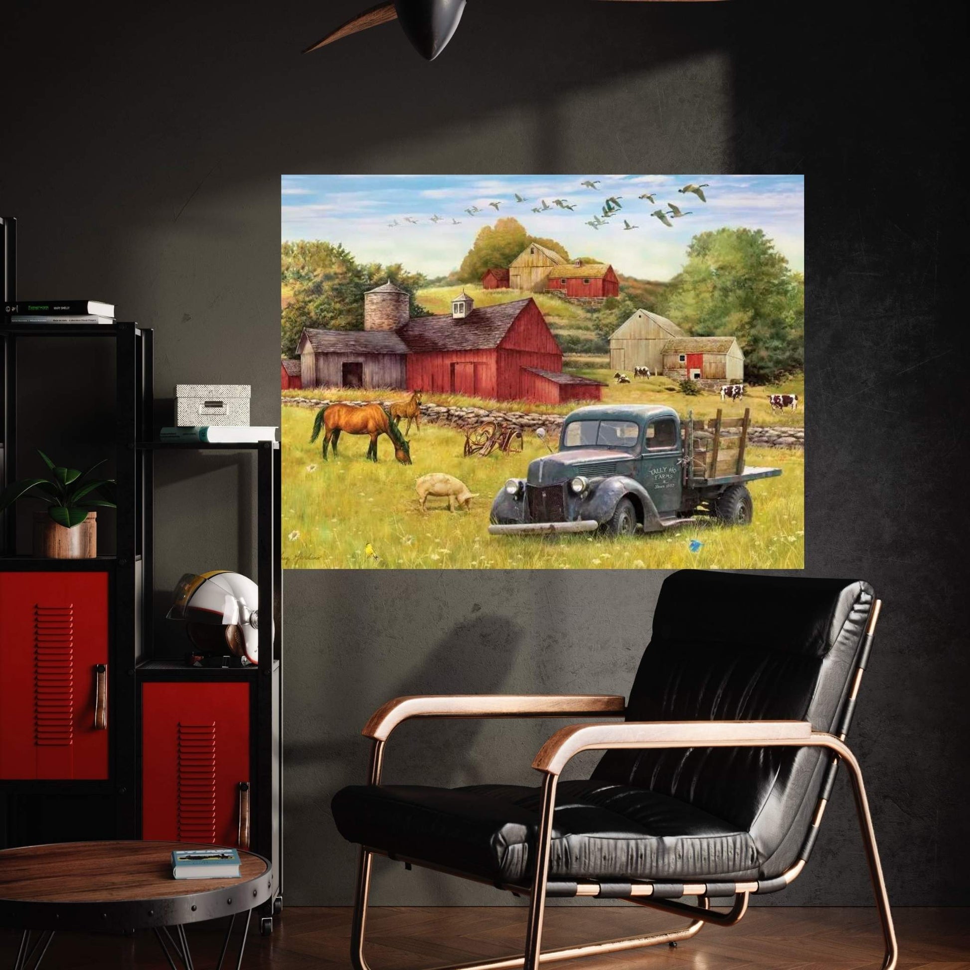 Tally Ho Farms And Truck Canvas Wall Art - Y Canvas