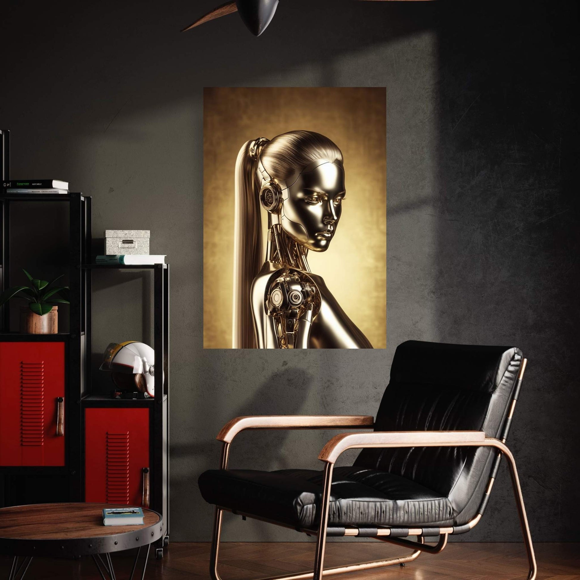 Gold Robotics Woman Canvas Wall Art - Y Canvas