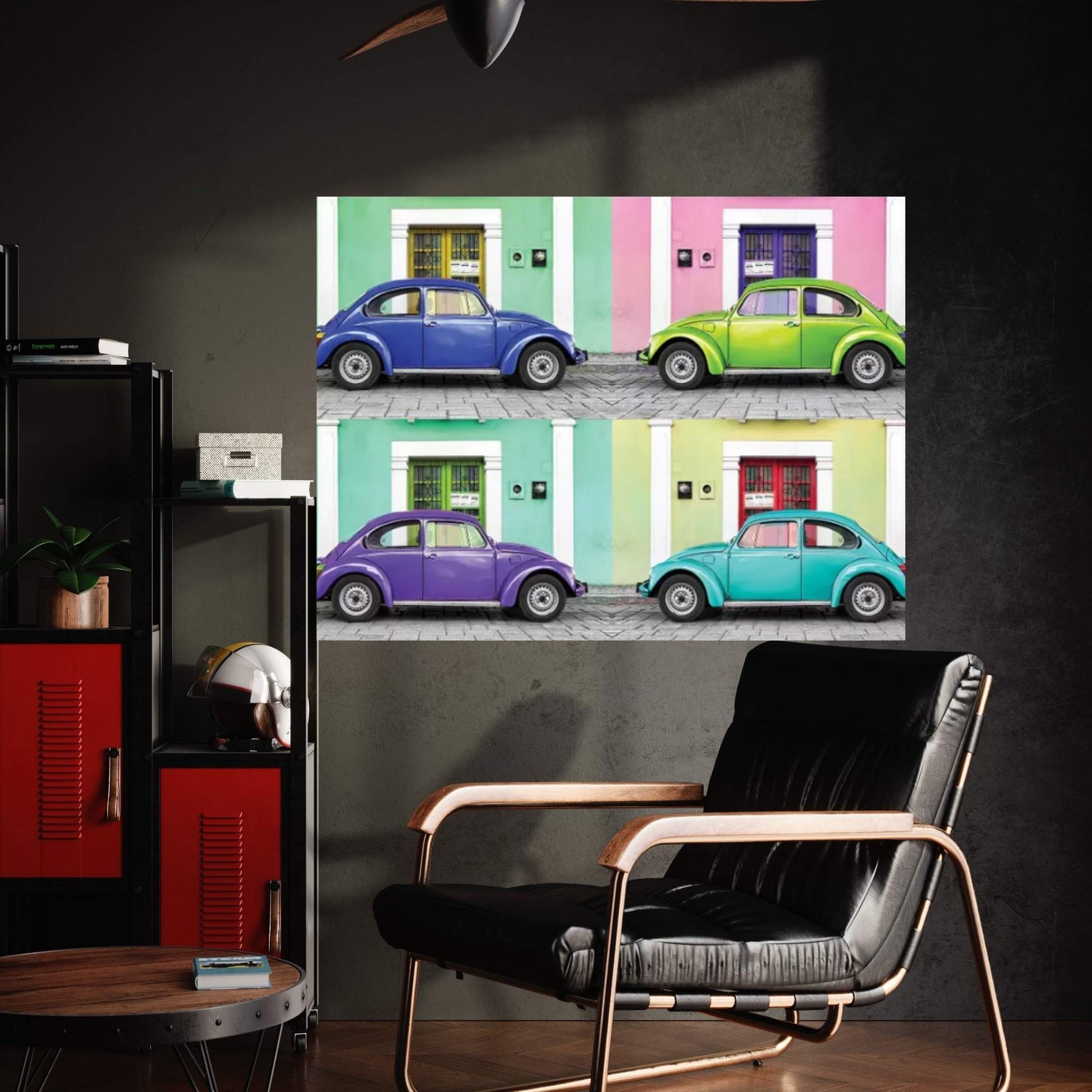 Four VW Beetle Cars I Canvas Wall Art - Y Canvas