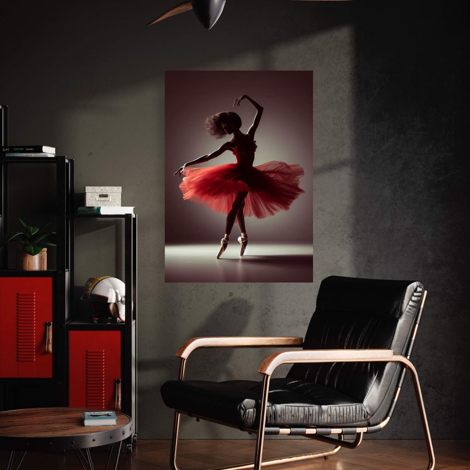 African Black Woman Ballerina in Red Dress Canvas Wall Art Home Decor - Y Canvas