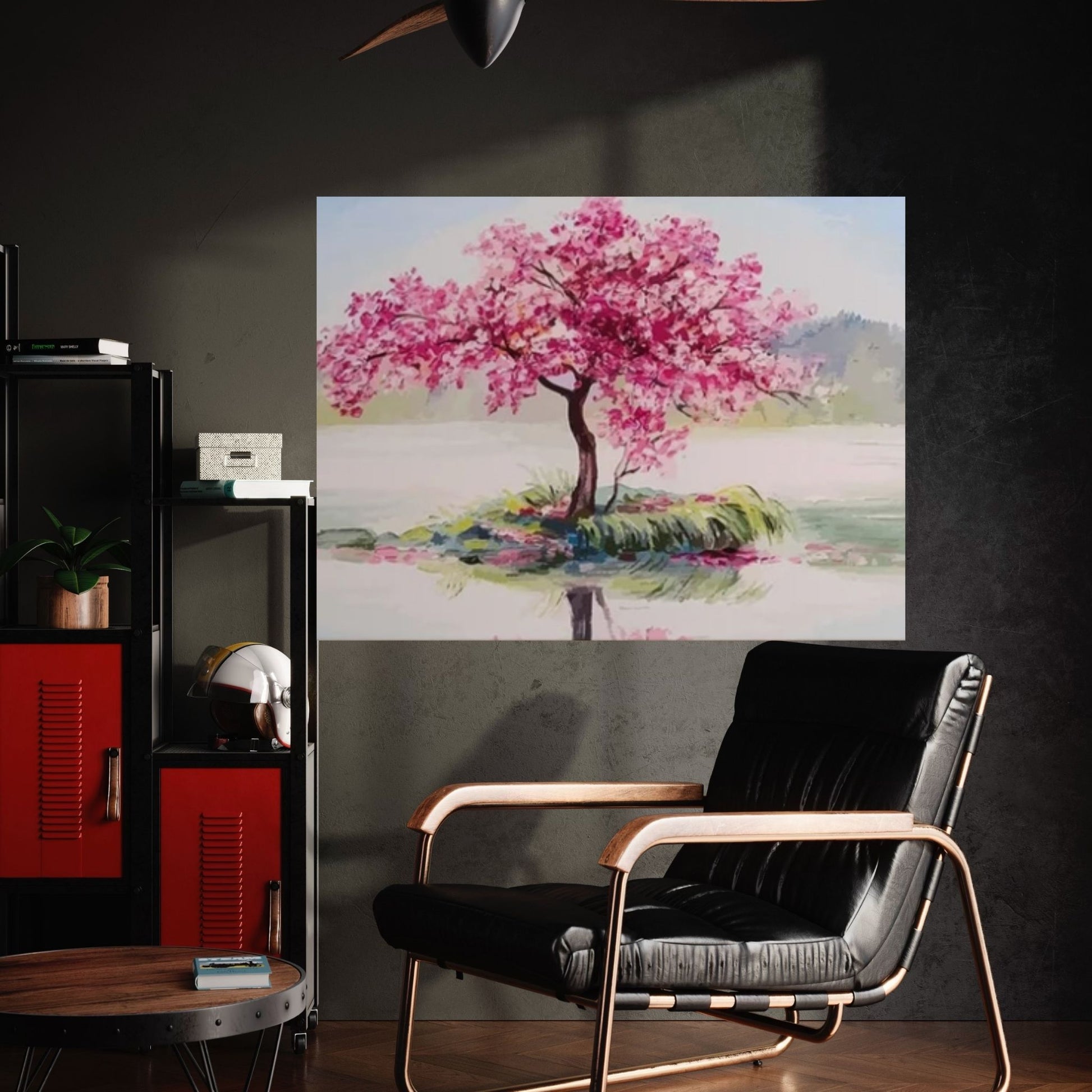 Pink Tree Painting Print, View Wall Print, Pink Tree Wall Art living room decor - Y Canvas