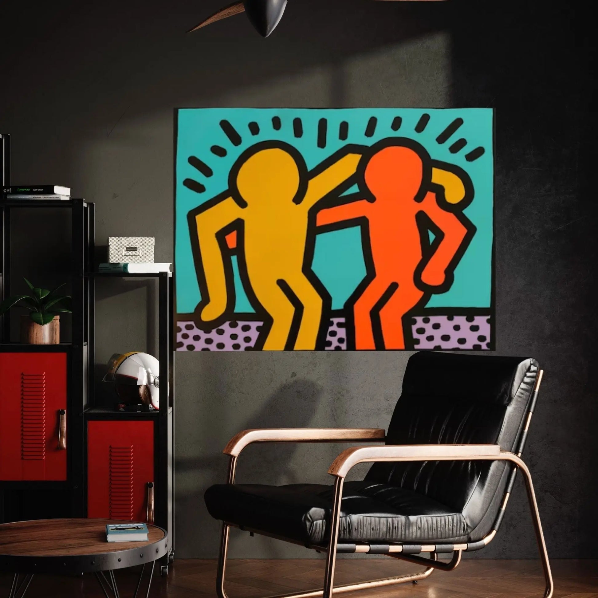 Keith Haring Canvas, Hugging People,Friendly Artwork, Hugging People Poster, Keith Haring Wall Decor, Graffiti Canvas Art - Y Canvas