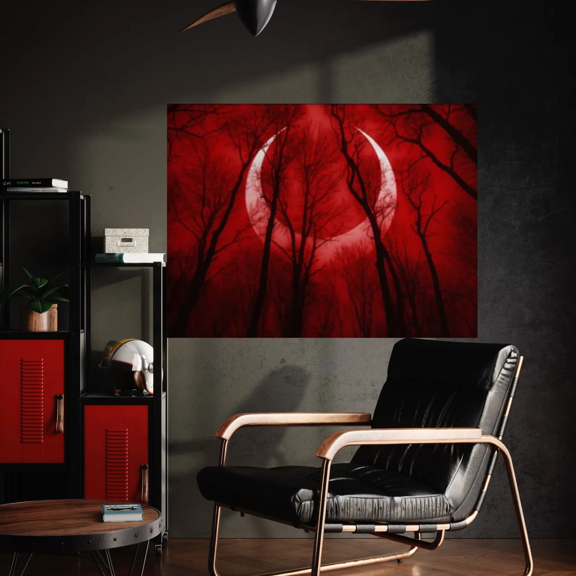 Red Moon Natural Canvas Wall Art Landscape Printing Wall Art print Canvas Wall Art Poster - Y Canvas