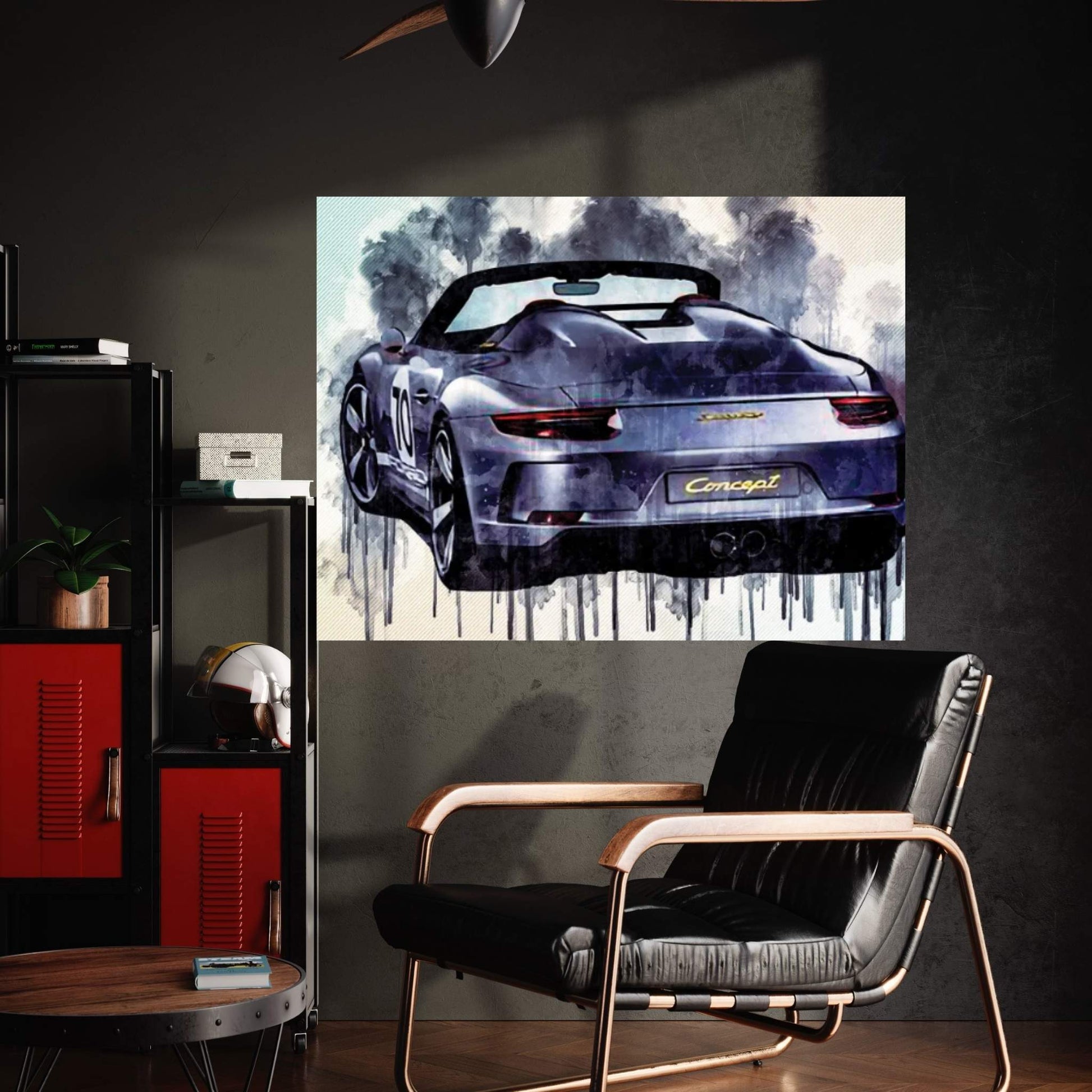 Porsche 911 Speedster Concept 2018 Silver Convertible Rear View Race Car German Sports Canvas Wall Art - Y Canvas