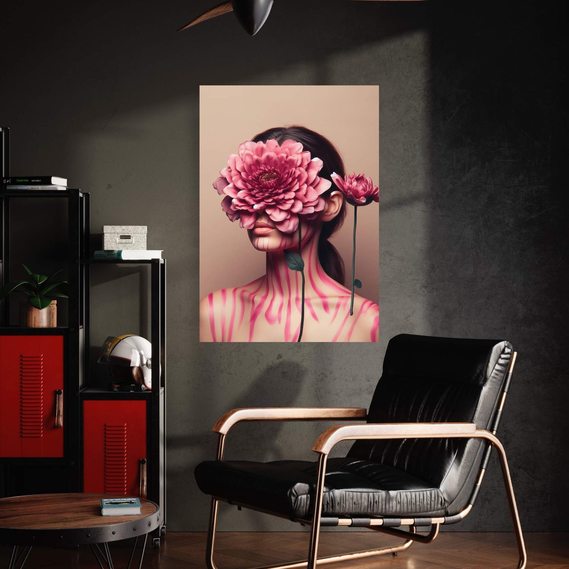 Woman Portrait Flower Head Canvas Wall Art - Y Canvas