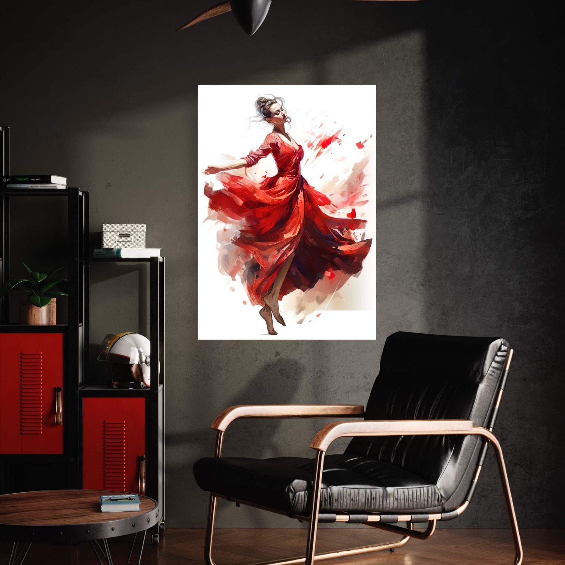 Ballerina Dancer Woman in Red Dress Canvas Art Wall Decor - Y Canvas