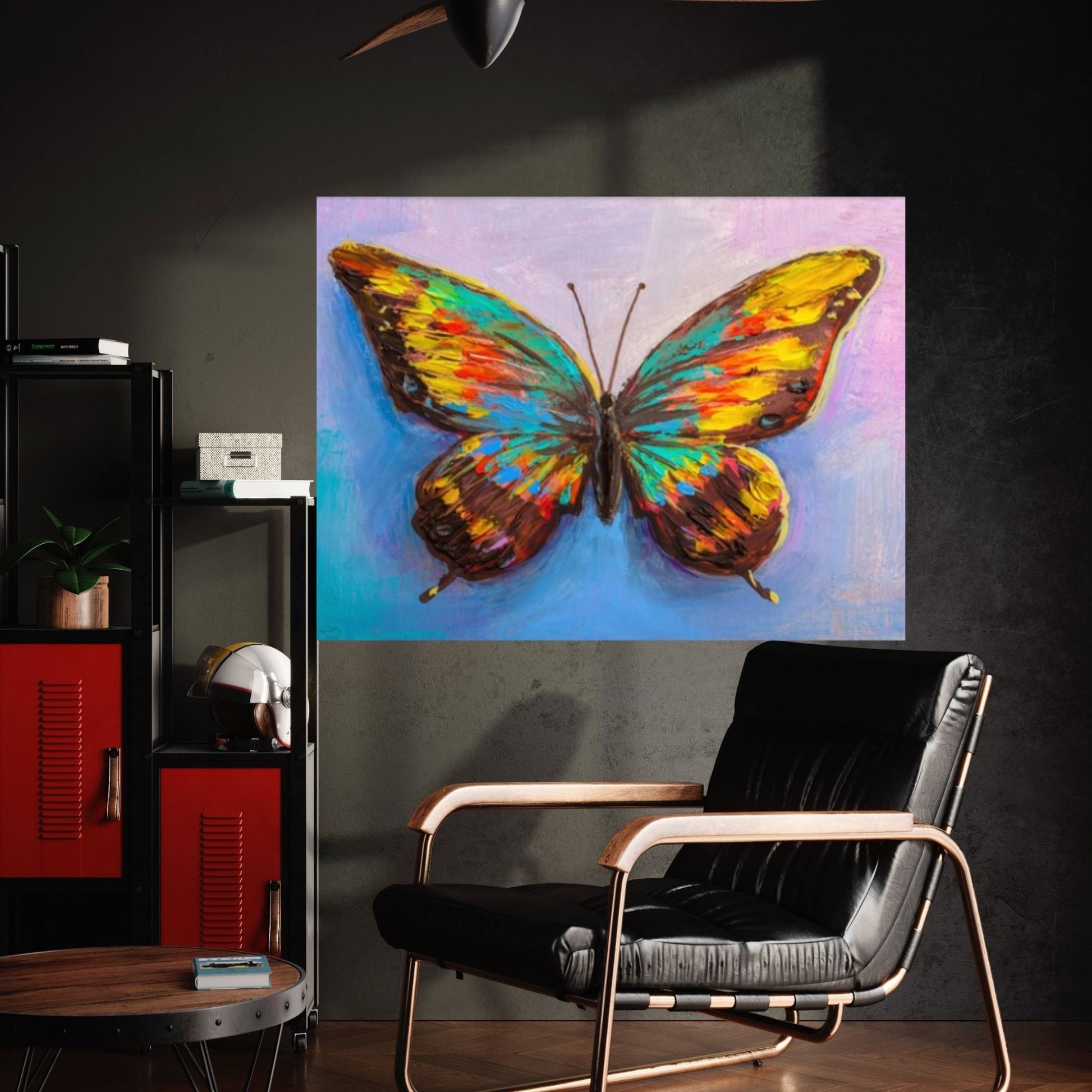 Butterfly Oil Painting On Canvas - Modern Impressionist Colorful Animal Art, Thick Paints Heavy Texture Print - Y Canvas