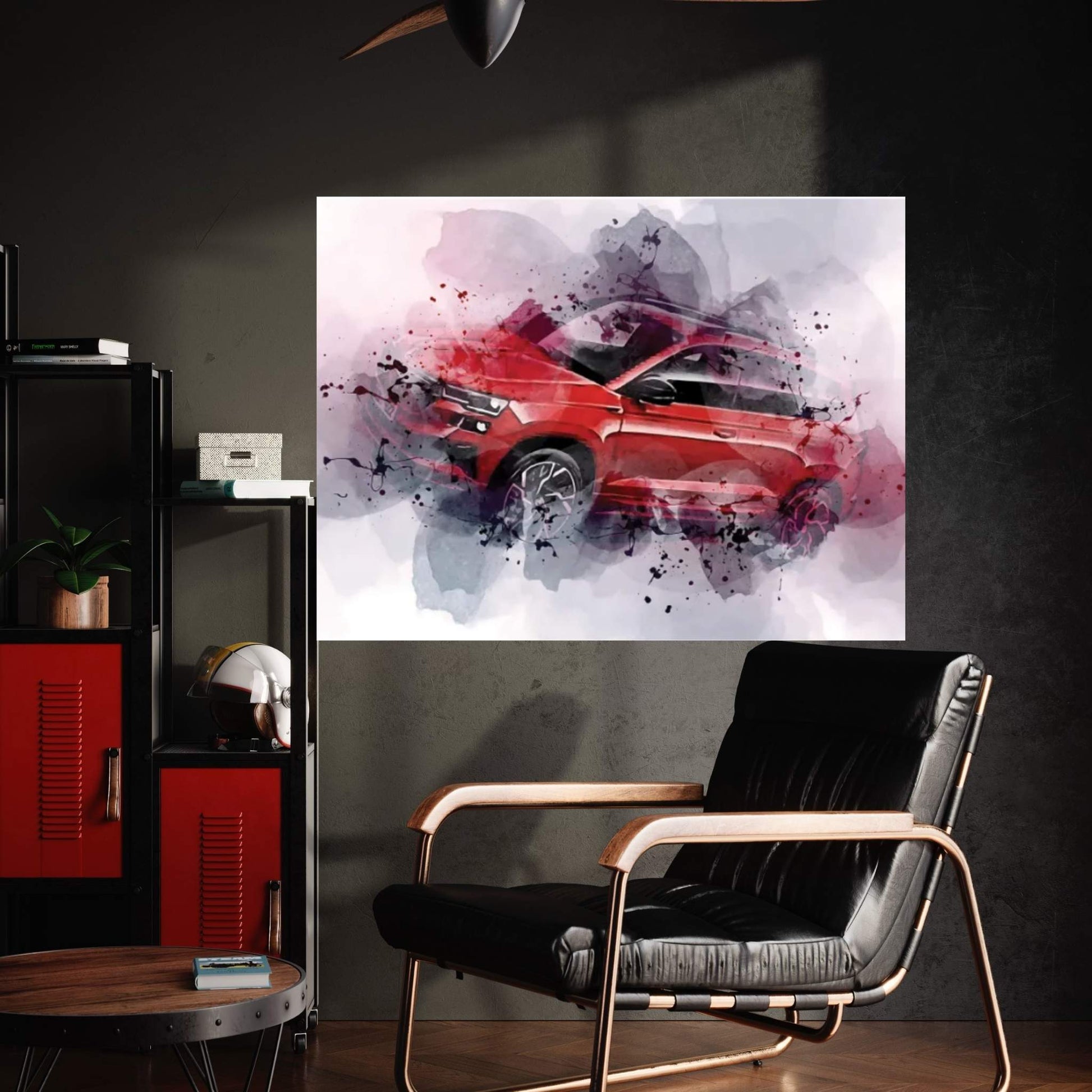 2022 Skoda Karoq Sportline Exterior Red Crossover Canvas Wall Art - Y Canvas