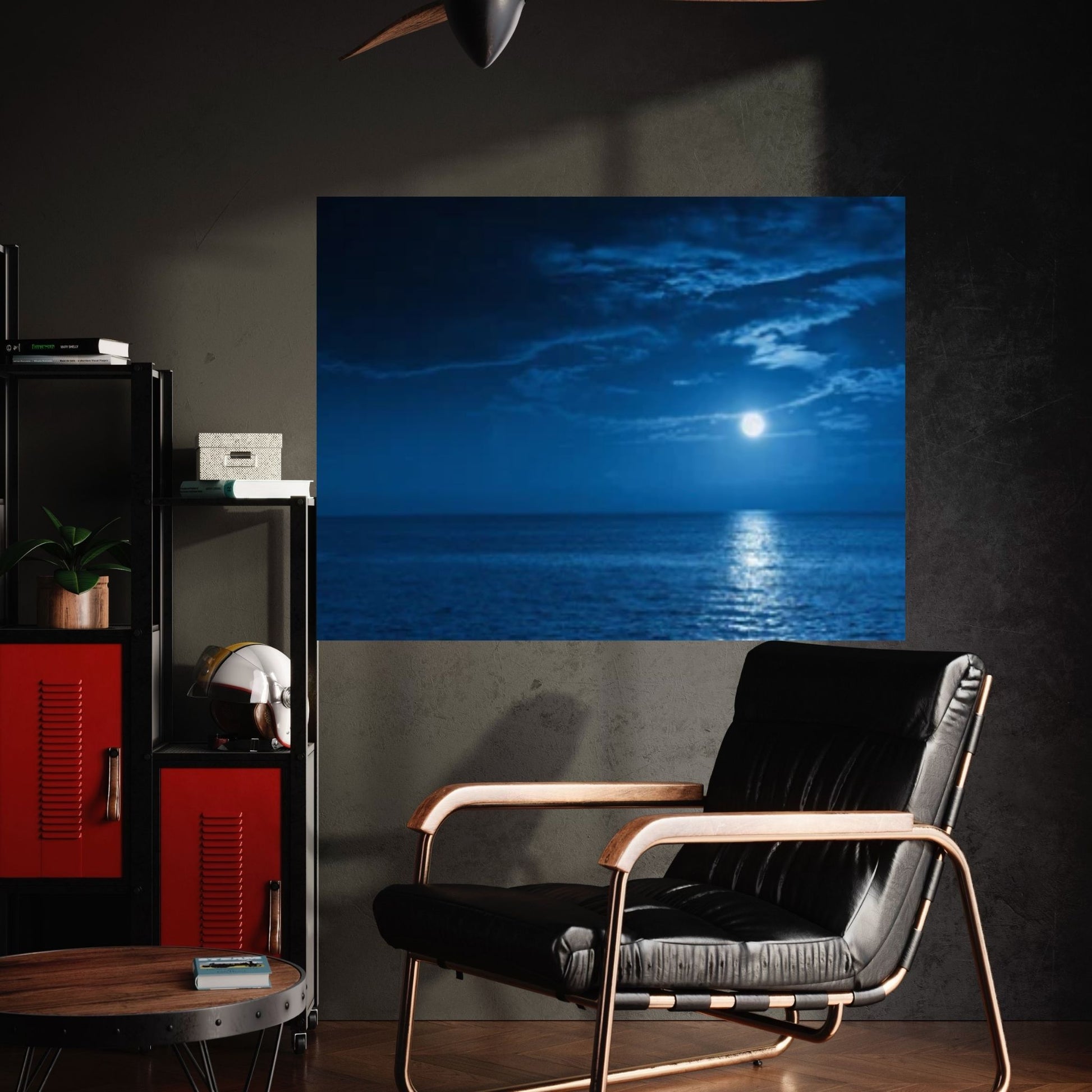 Sea At Night Vintage Canvas Wall Art Painting - Seascape Oil Canvas Painting - Sea Under Night Moonlight Art Print - Y Canvas