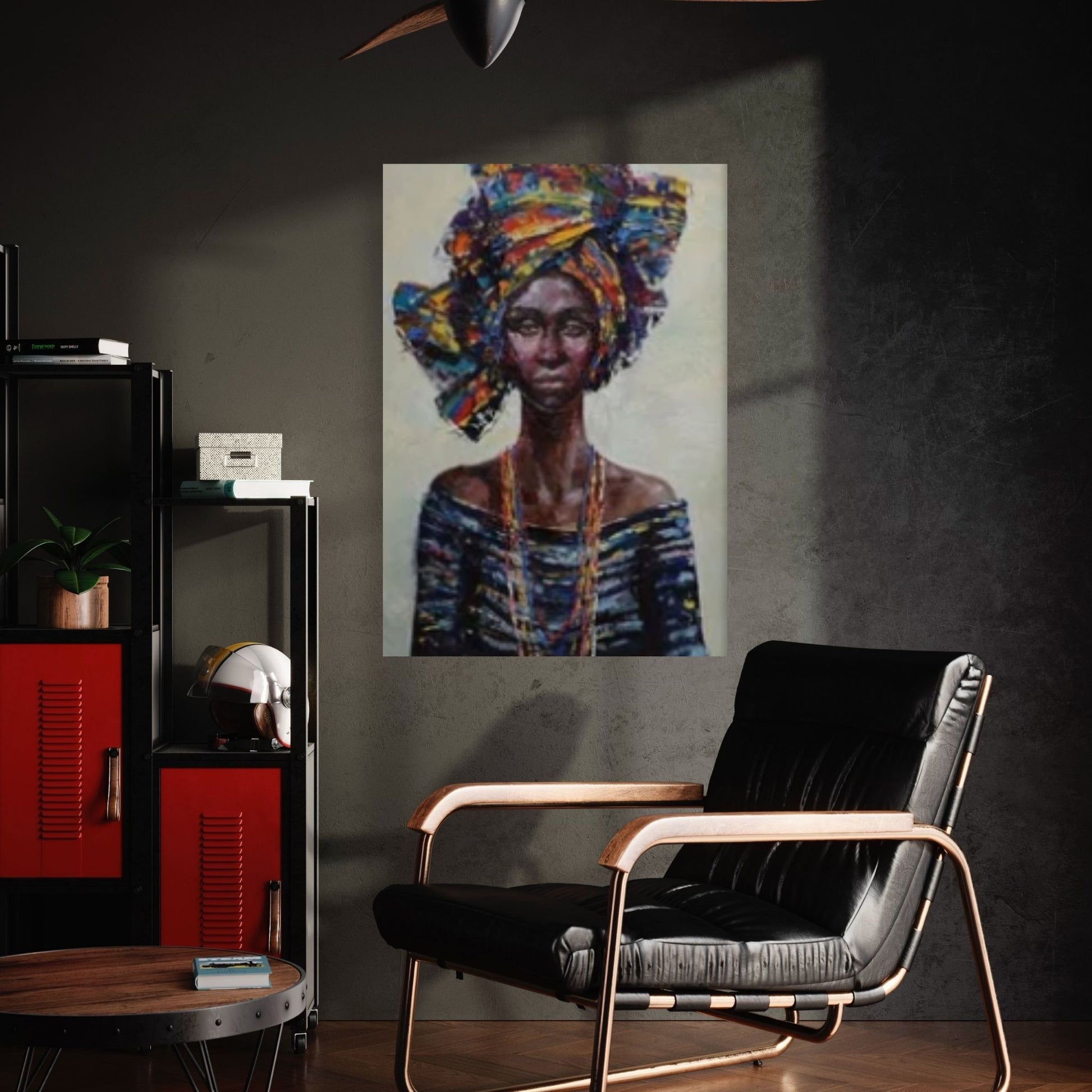 American Afro Black Woman Portrait, African Woman Makeup Wall Art - Y Canvas