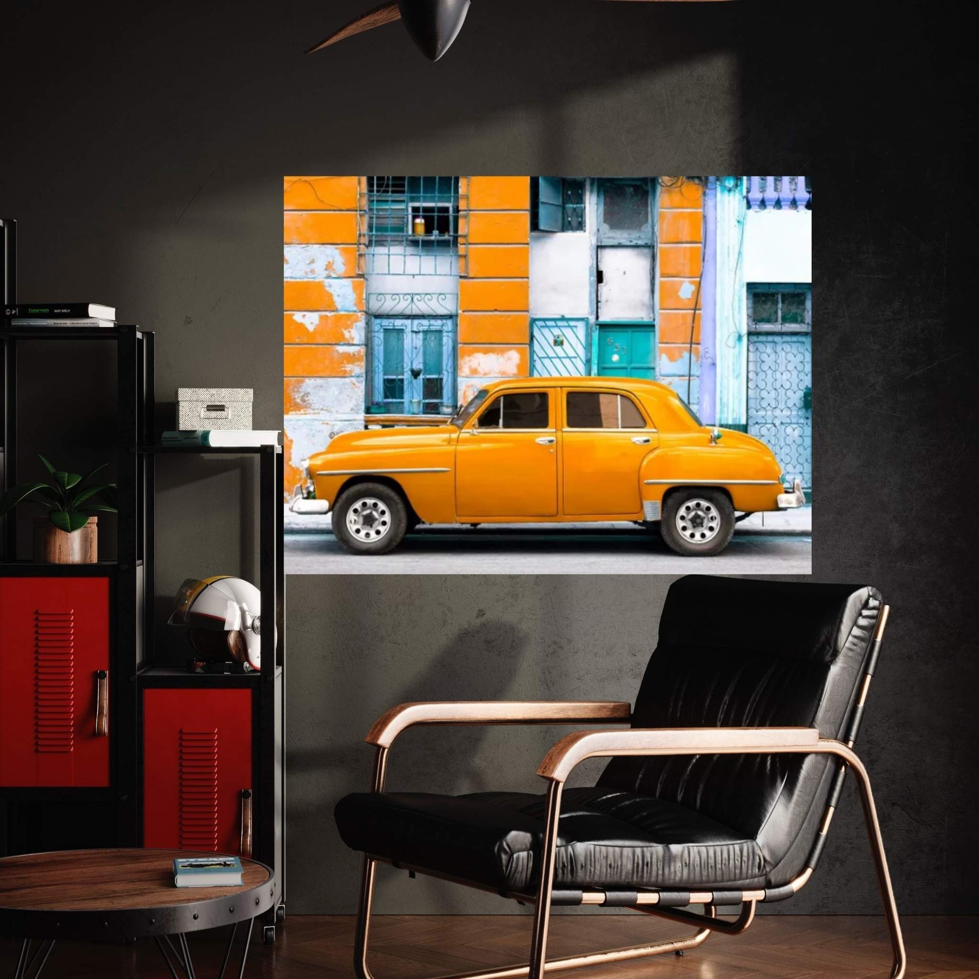 Orange Classic American Car Canvas Wall Art - Y Canvas