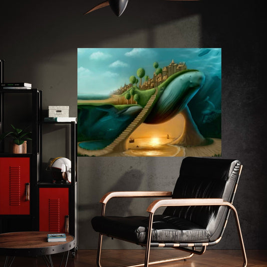 Surrealism Artwork, Framed Surreal Canvas, Abstract Scenery - Y Canvas