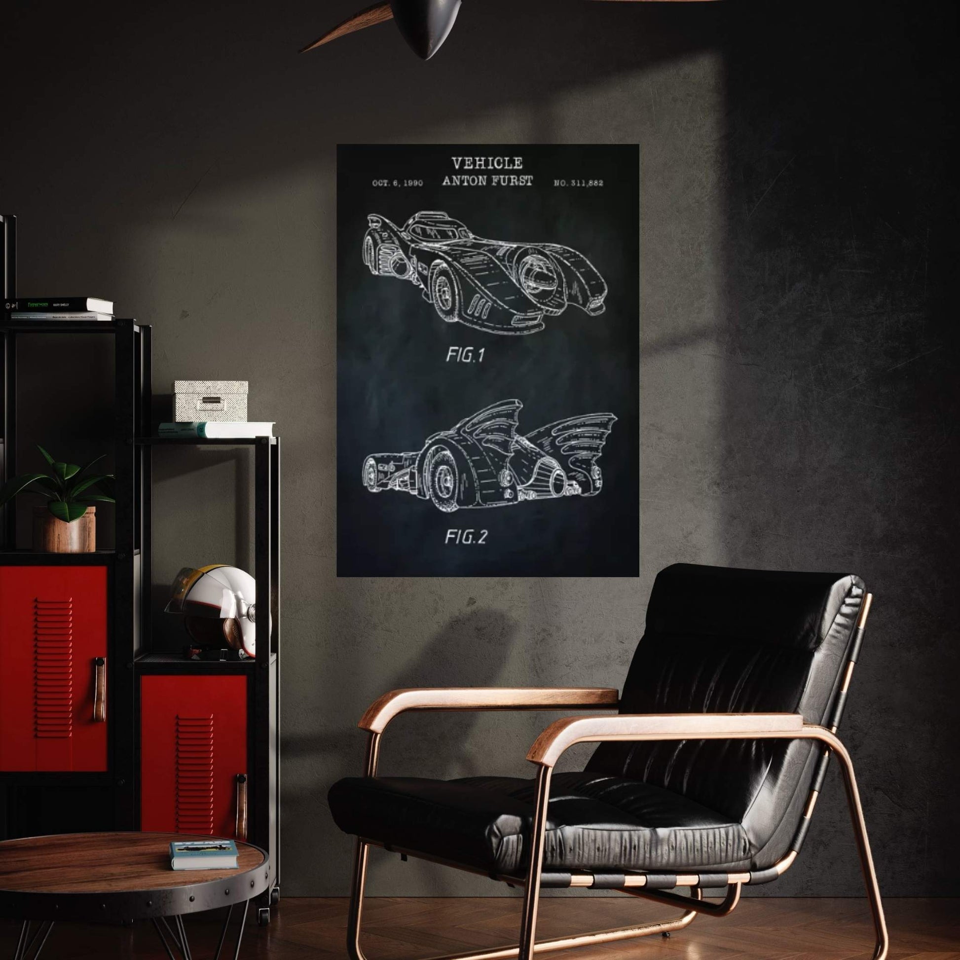 Batmobile, Black Canvas Wall Art - Y Canvas