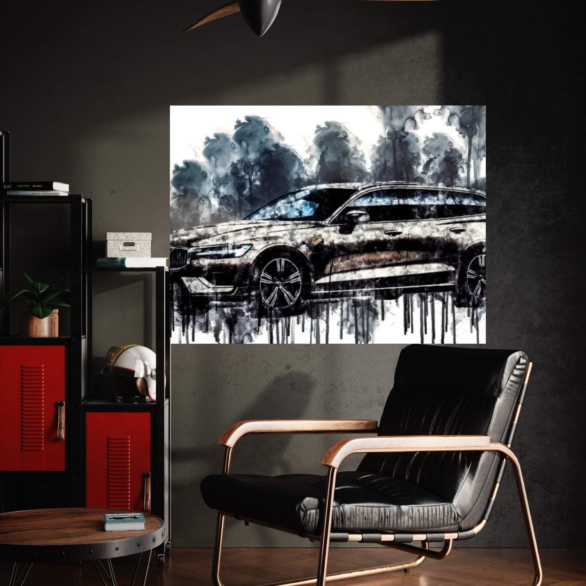 Car 2018 Volvo V60 T8 Inscription Canvas Wall Art - Y Canvas