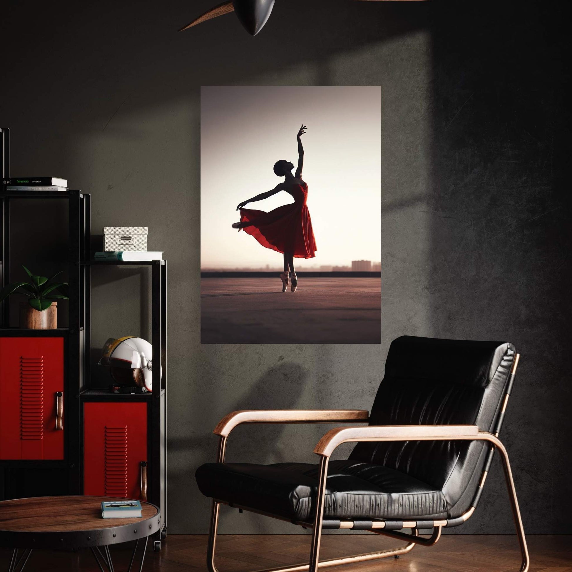 African Black Woman Ballerina in Red Dress Canvas Wall Art Home Decor - Y Canvas