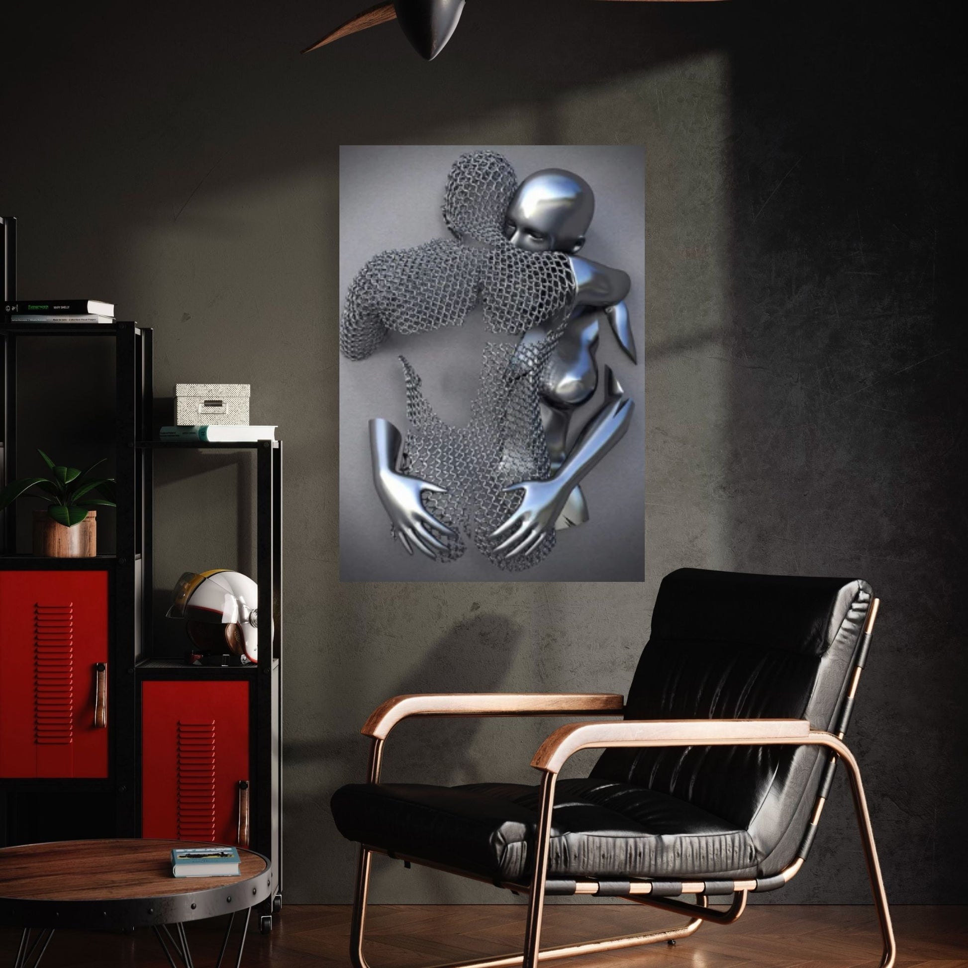 Two Couples Hugging Canvas, Sexy Metalic Silver Effect Hand Metallic Canvas - Y Canvas