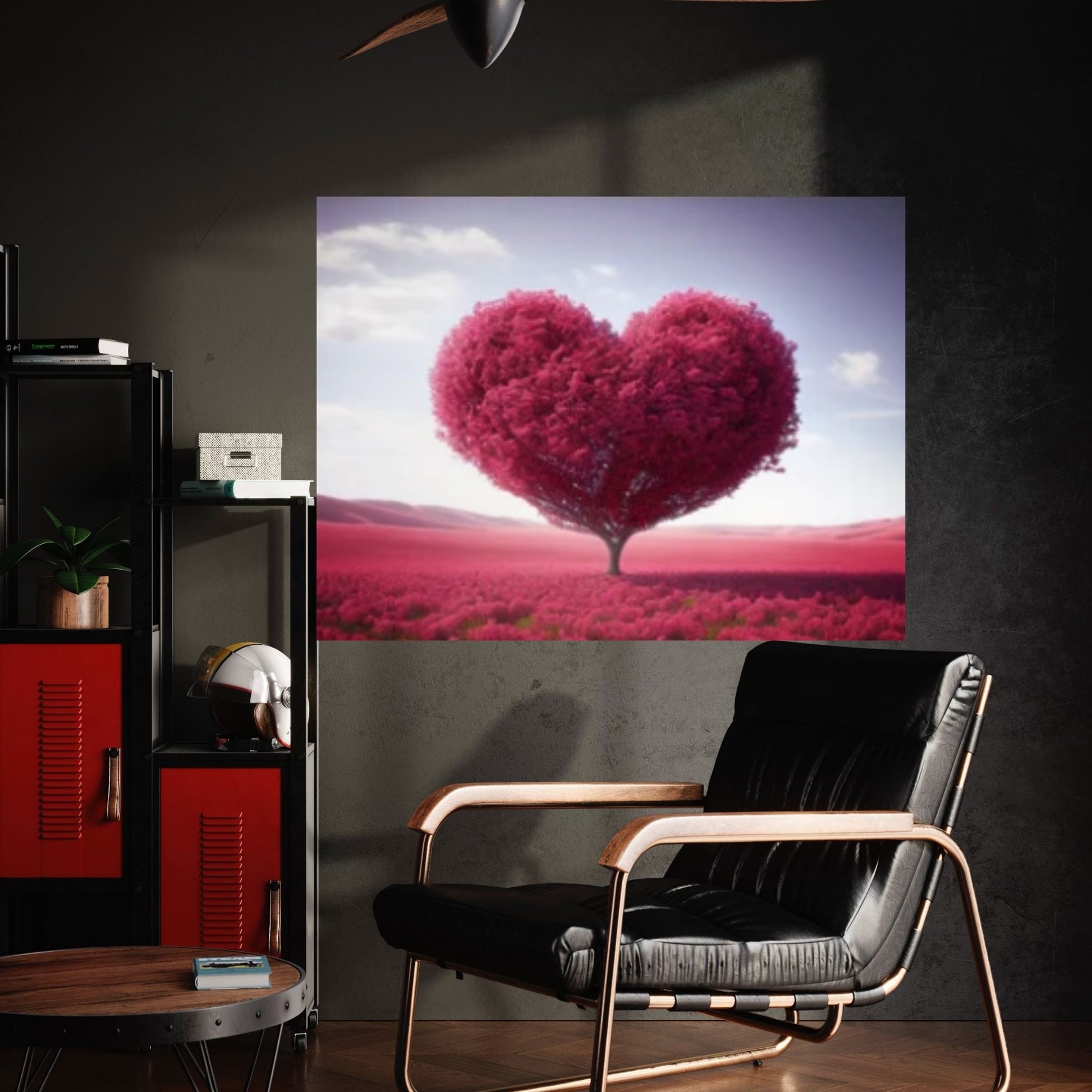 Heart Tree Canvas Wall Art Red Heart Shaped Tree - Landscape Wall Canvas Art - Y Canvas