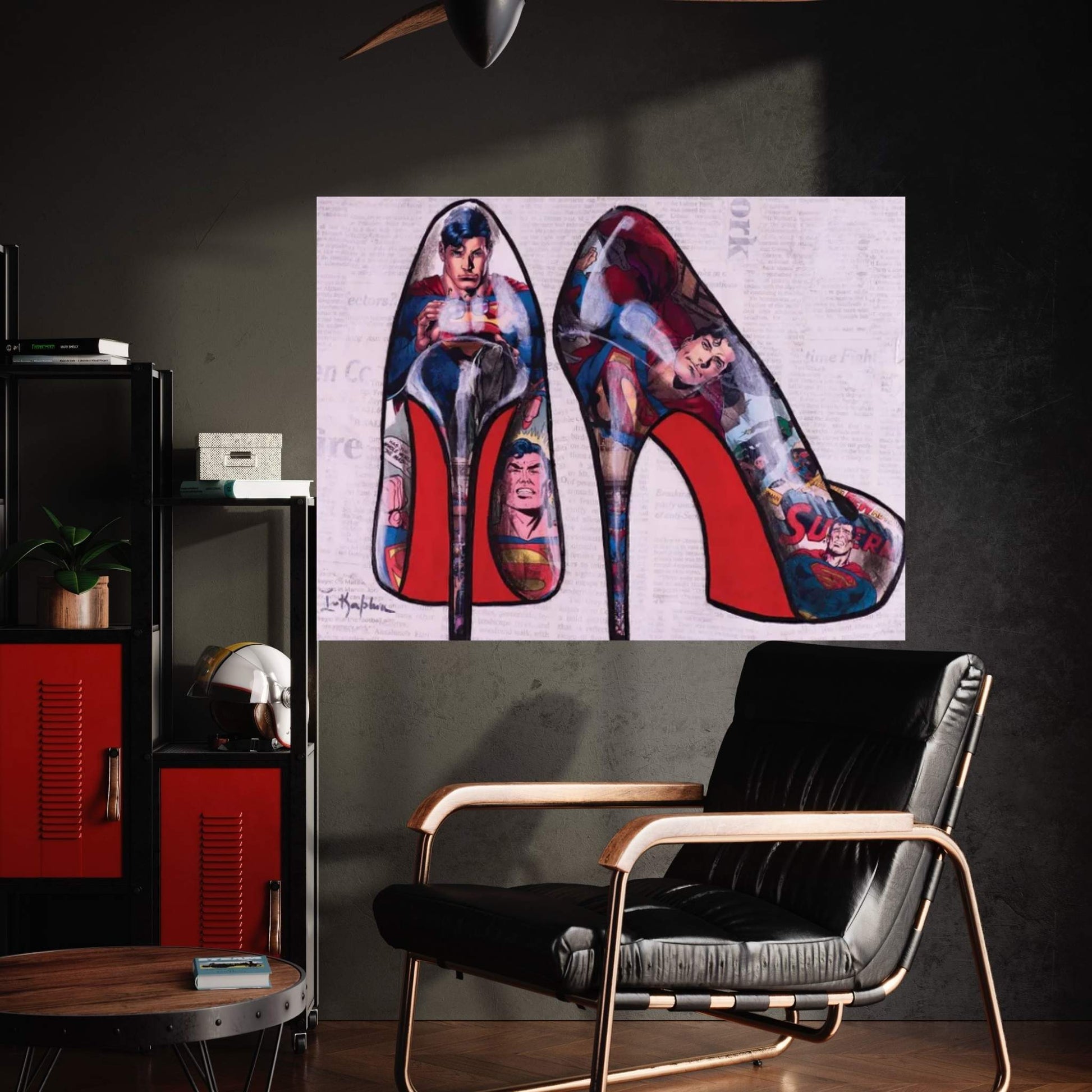 Superman Heels Canvas Wall Art - Y Canvas