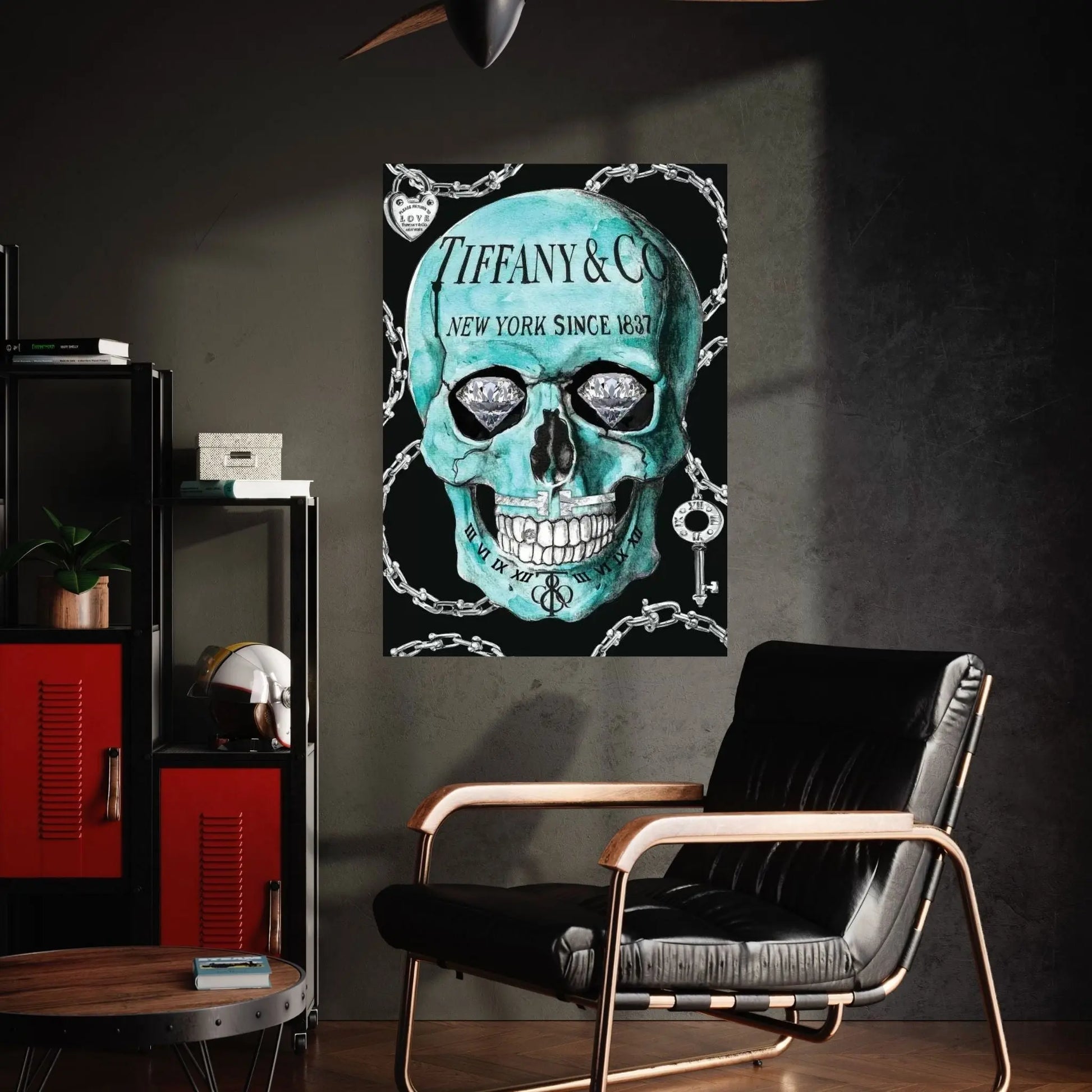 Tiffany Skull Canvas Wall Art - Y Canvas